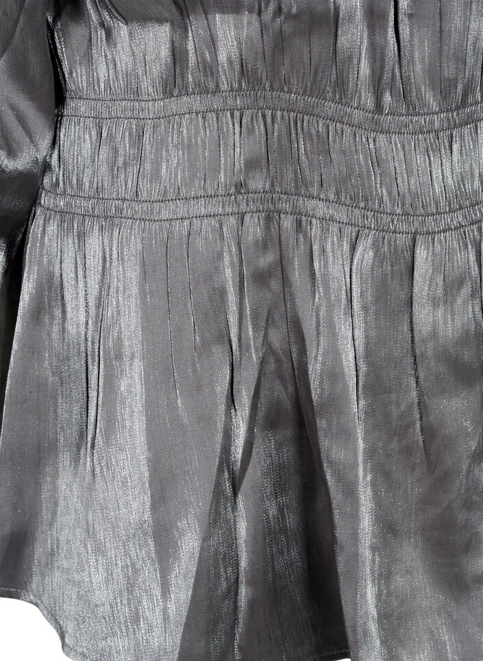 Bluzka w kolorze srebrnym z rekawem 3/4 i marszczeniem, Dark Silver, Packshot image number 3