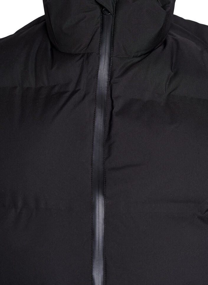 Kr&oacute;tki bufiasty bezrekawnik z wysokim kolnierzem, Czarne, Packshot image number 2
