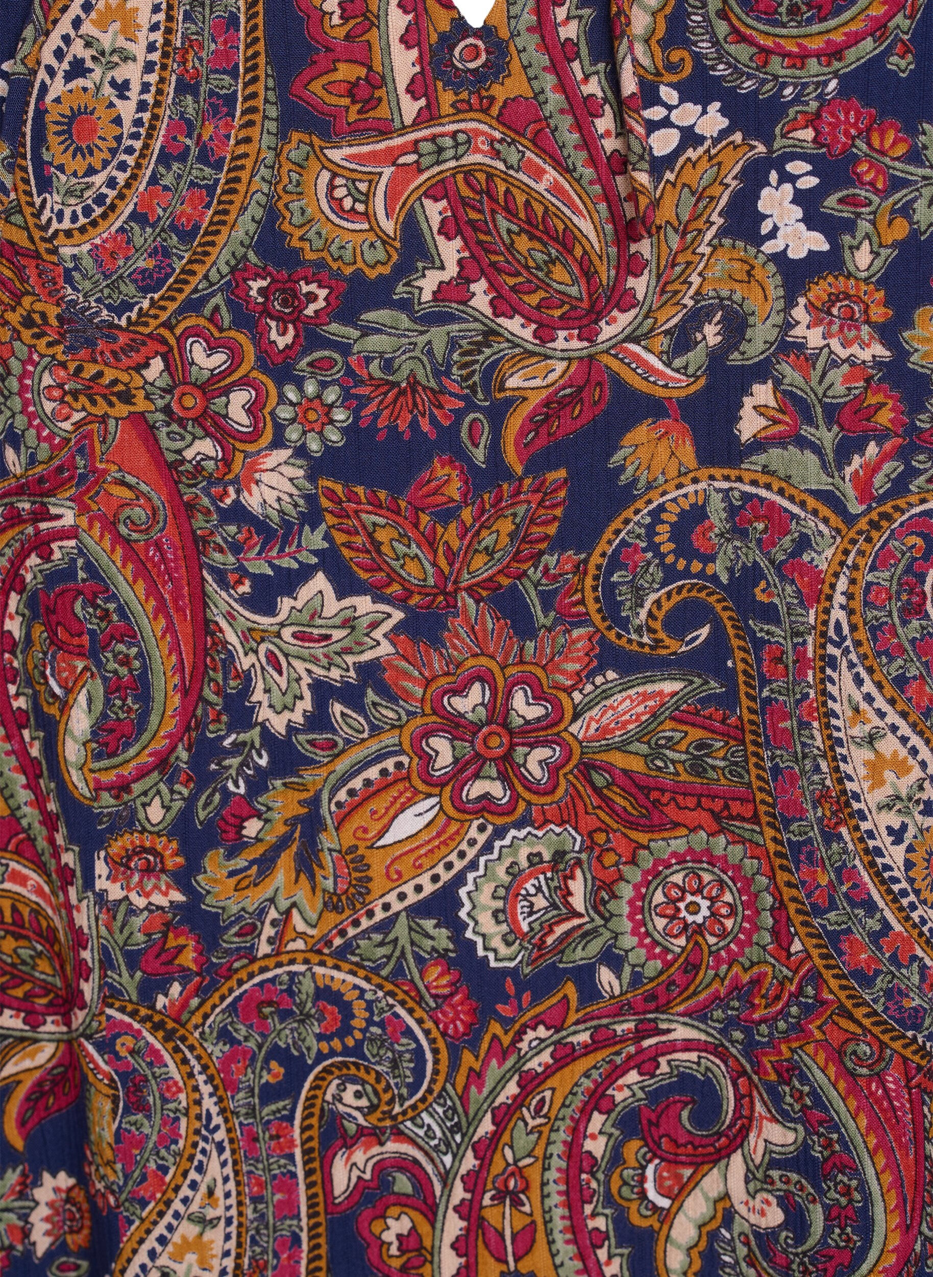 Zizzi Wiskozowa bluzka z motywem paisley i rekawami do lokcia, Niebieskie, Packshot image number 2