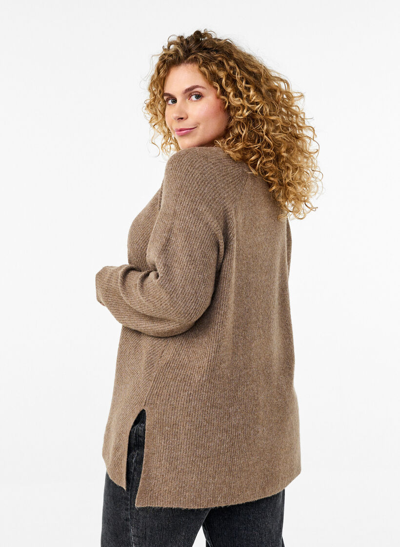 Dzianinowa bluzka z okraglym dekoltem, Fossil Mel., Model image number 1