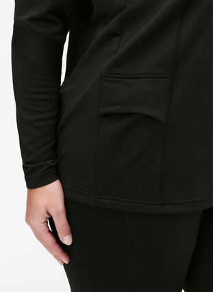Bluza podstawowa z kieszeniami i siateczka, Black, Model image number 2