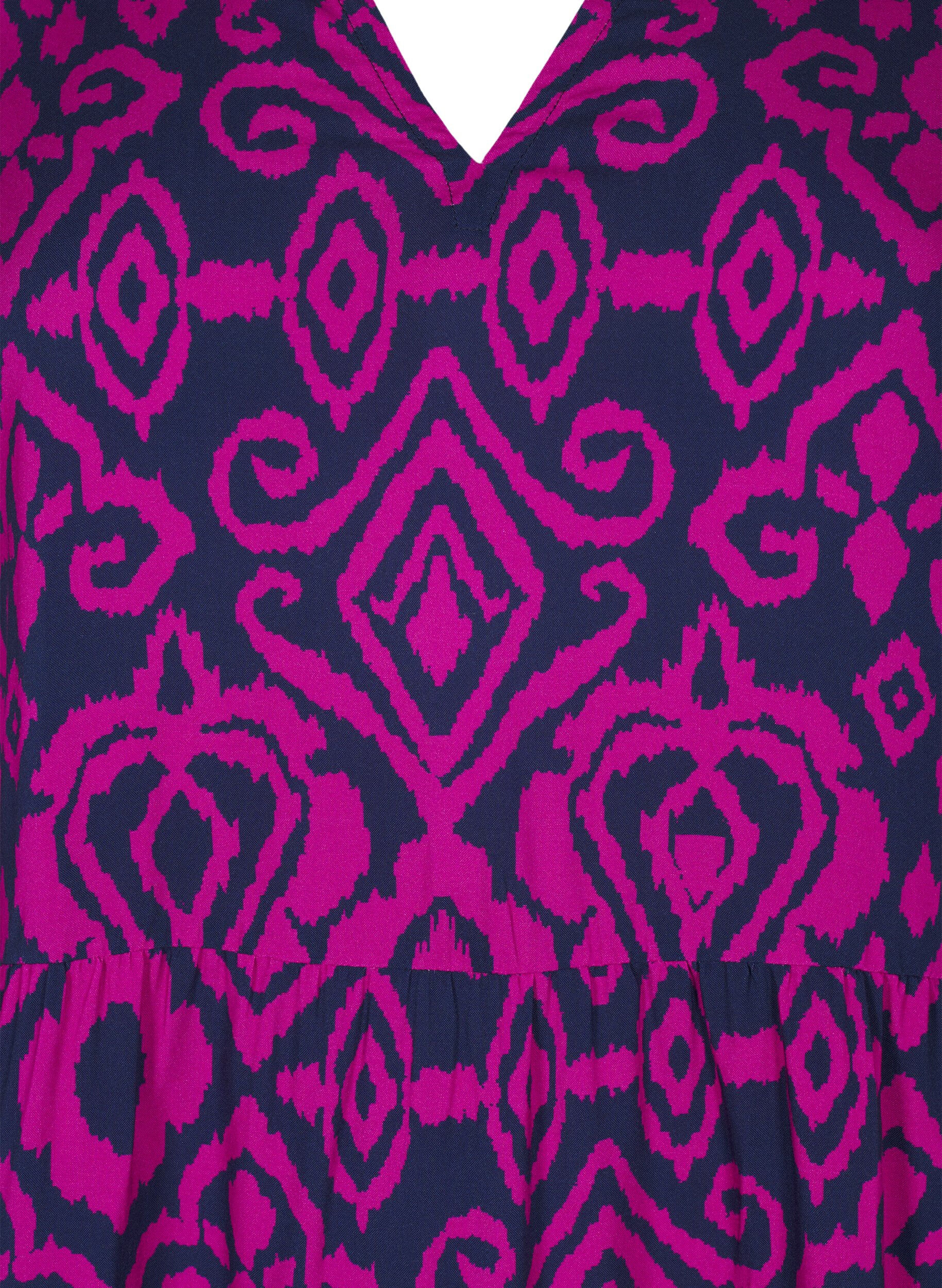 Zizzi Kr&oacute;tka trapezowa sukienka z nadrukiem, Night Sky AOP, Packshot image number 2