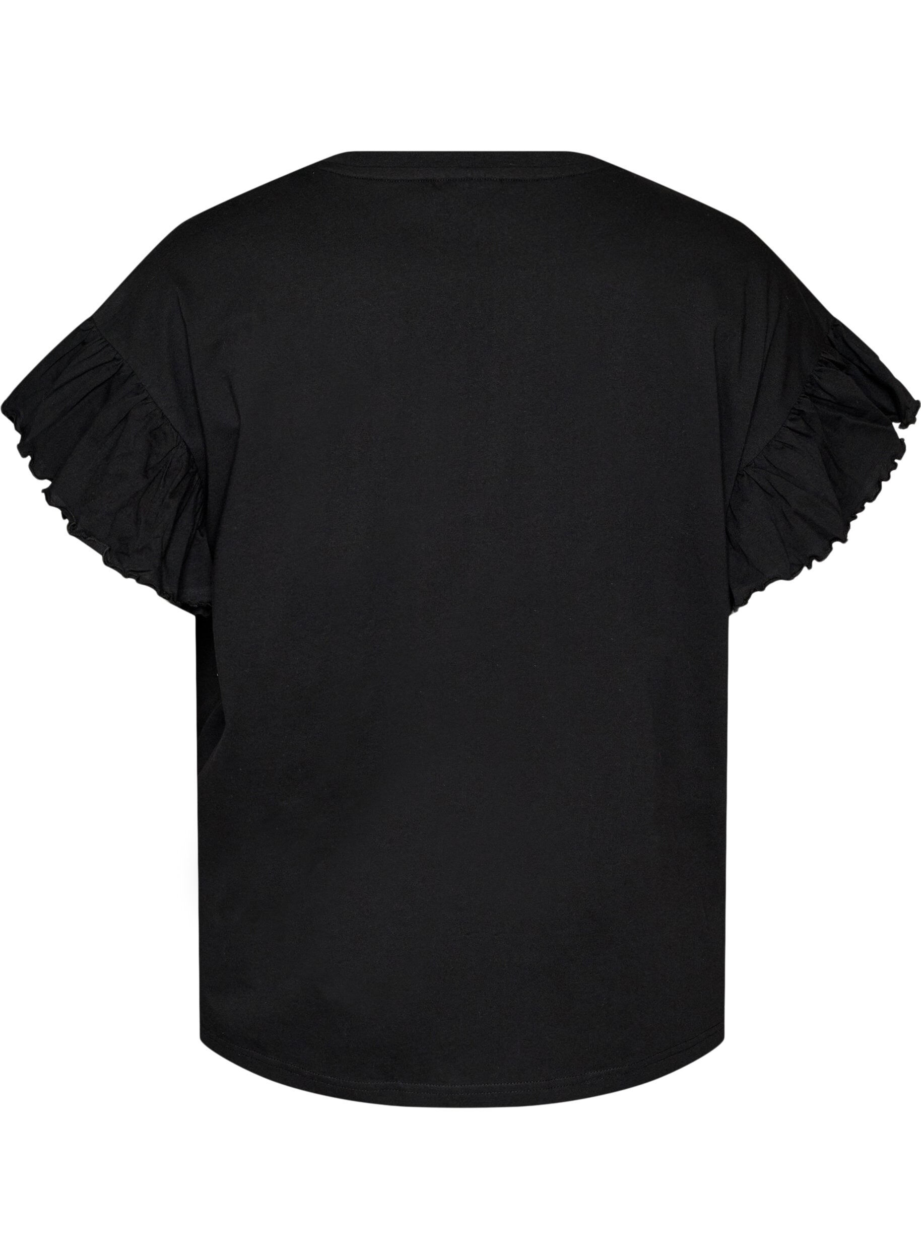 ZizziT-shirt z bawelny organicznej z bufiastymi rekawami, Czarne, Packshot image number 1