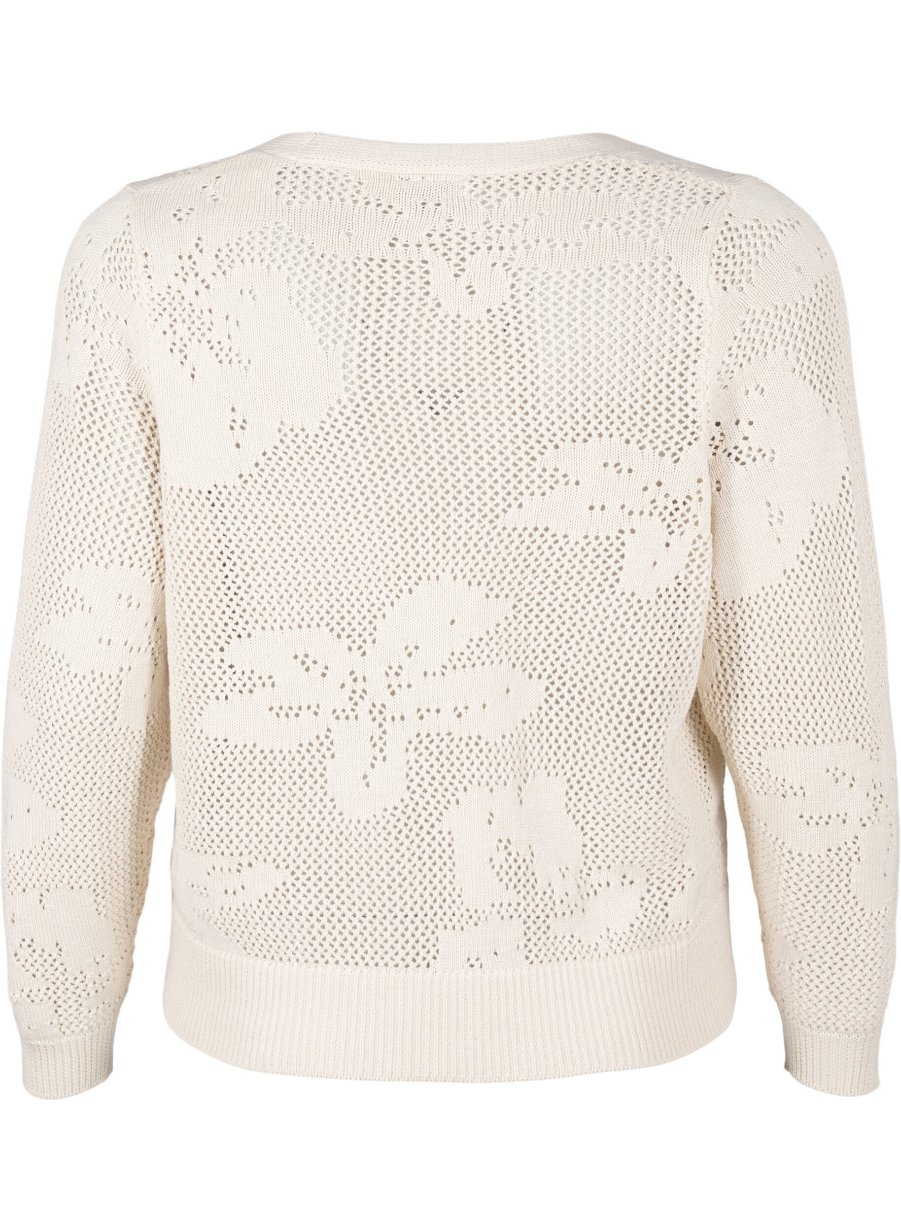 Zizzi Dzianinowy kardigan z azurowym wzorem i sznurkami do wiazania, Birch, Packshot image number 1