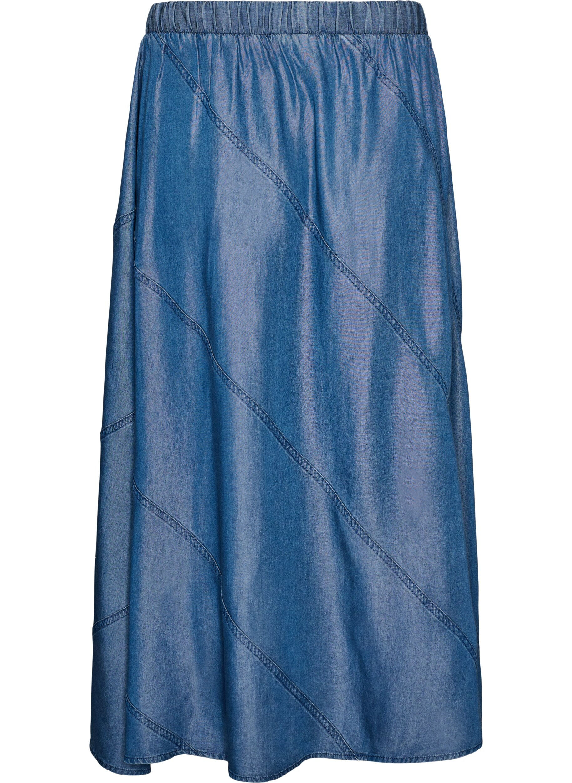 ZizziSp&oacute;dnica maxi w stylu dzinsowym uszyta z materialu TENCEL&trade; Lyocell, Niebieskie, Packshot image number 1
