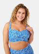 Bikinikowy top z wysci&oacute;lka i nadrukiem, Niebieskie, Model image number 0