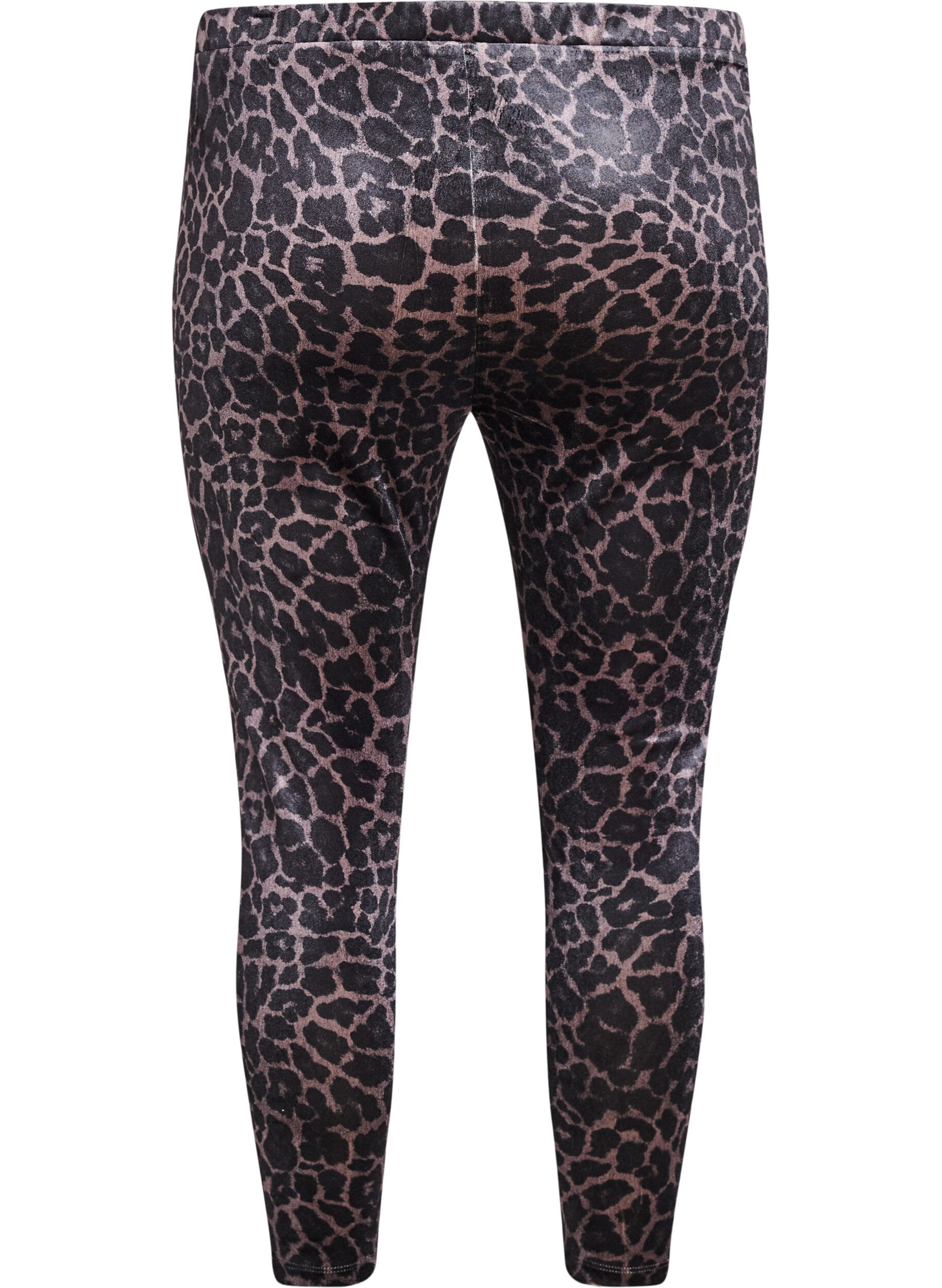 Zizzi Welurowe legginsy w panterke, Brązowy, Packshot image number 1