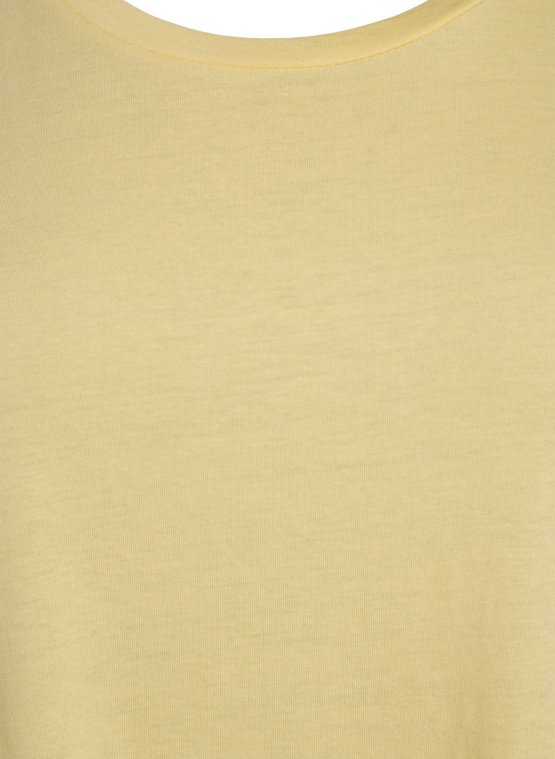 Zizzi T-shirt z kr&oacute;tkim rekawem z mieszanki bawelny, Ż&oacute;łty, Packshot image number 2