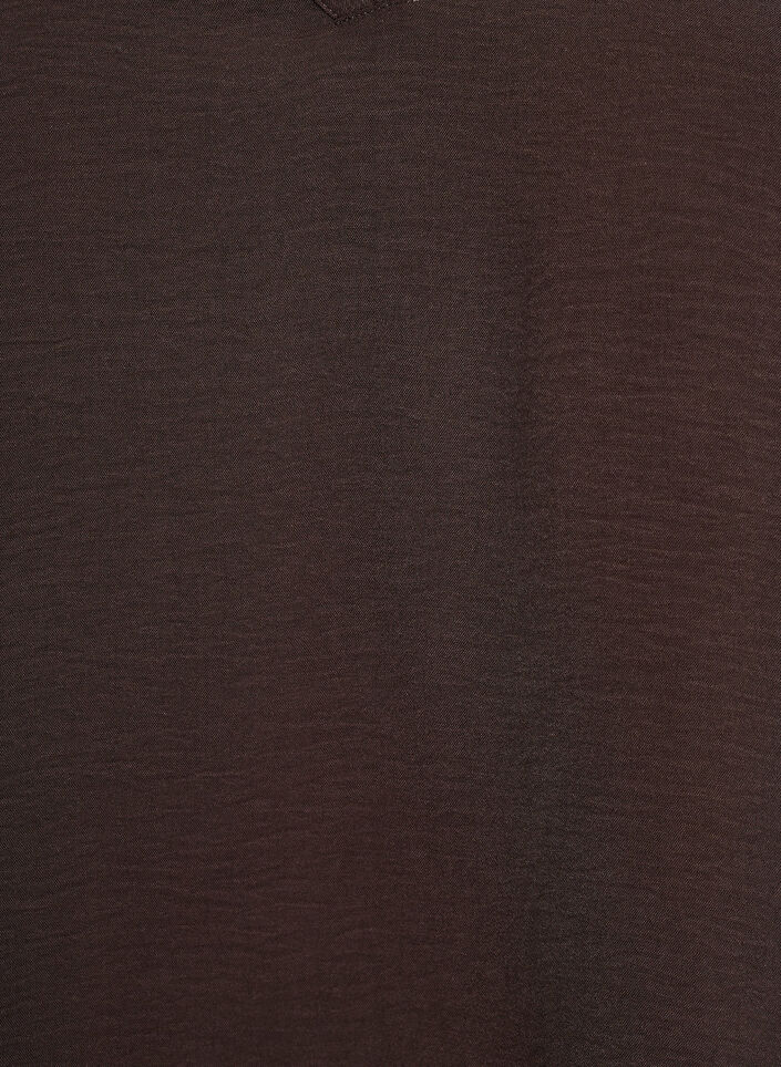 Bluzka z bufiastymi mankietami i dekoltem w ksztalcie litery V, Brązowy, Packshot image number 2