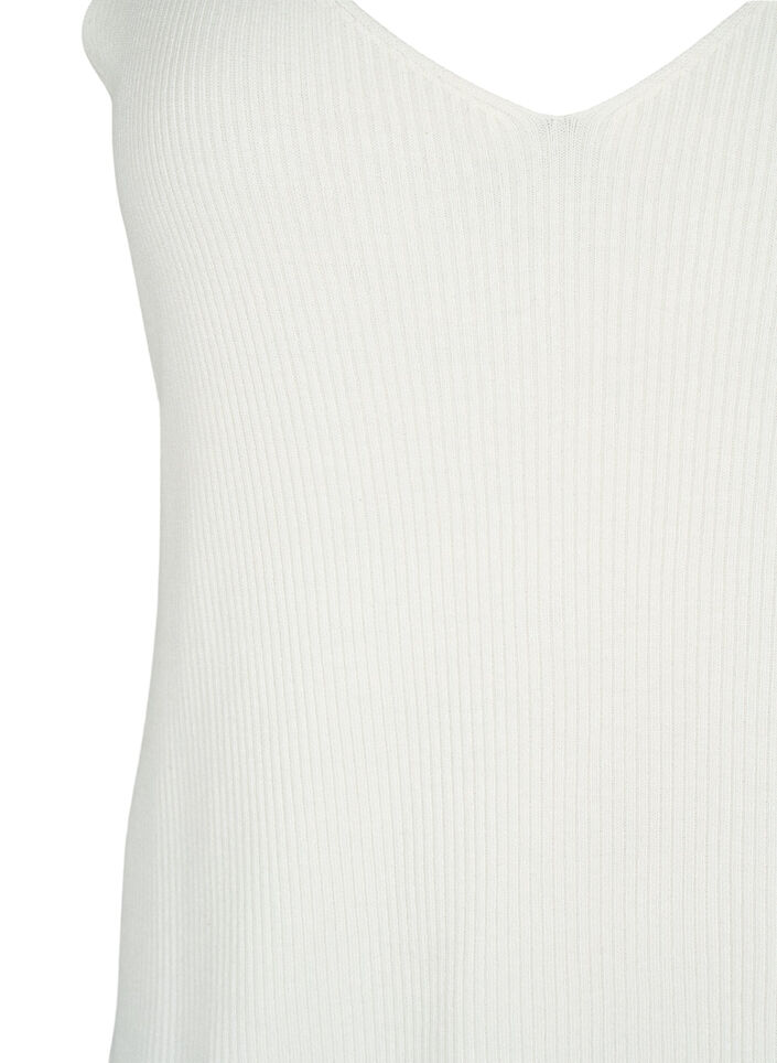 Dzianinowy top z dekoltem w szpic, Cloud Dancer, Packshot image number 2