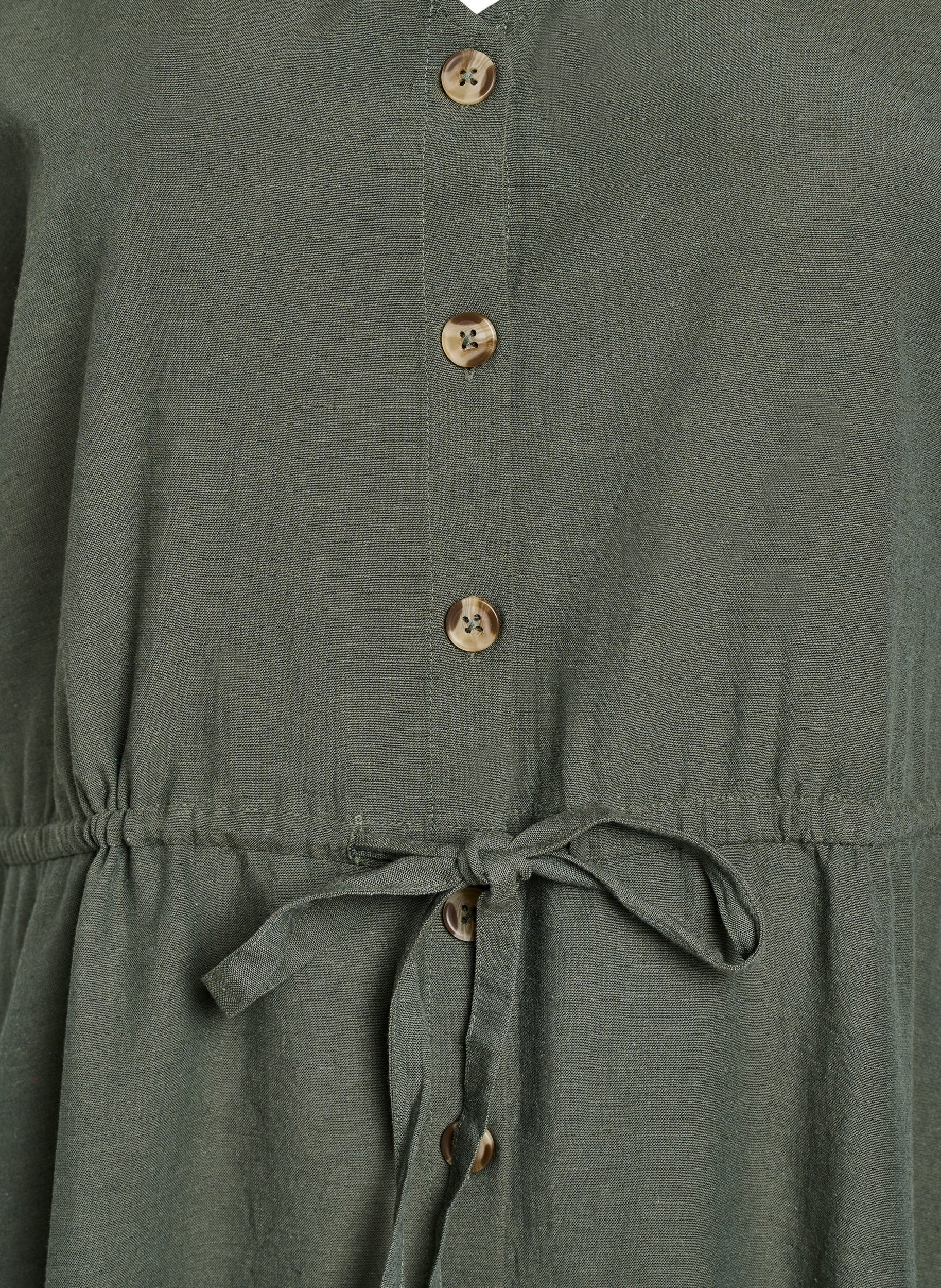 Zizzi Sukienka maxi z guzikami i wiazanym paskiem, Zielony, Packshot image number 2