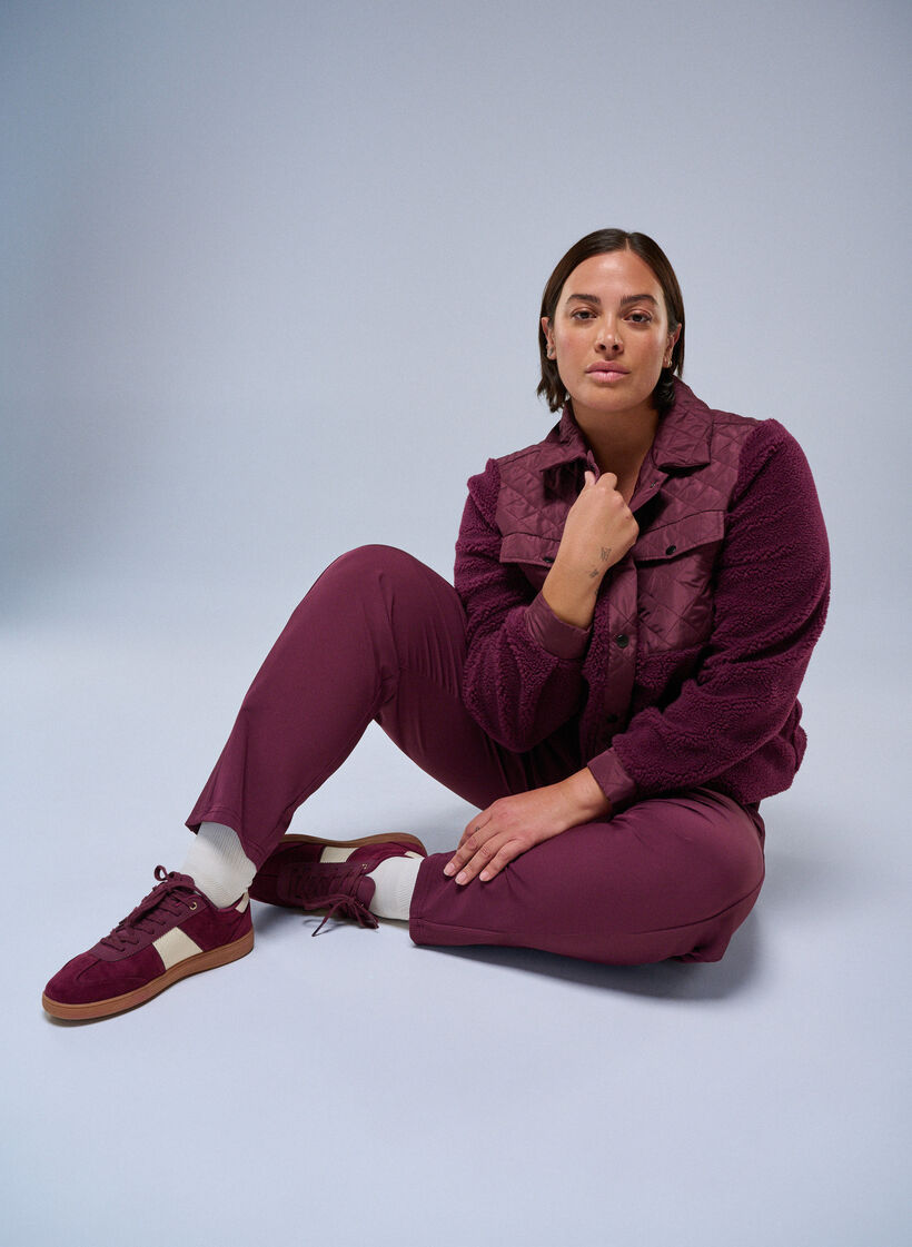 Kurtka polarowa z pikowanymi detalami, Czerwony, Image image number 0