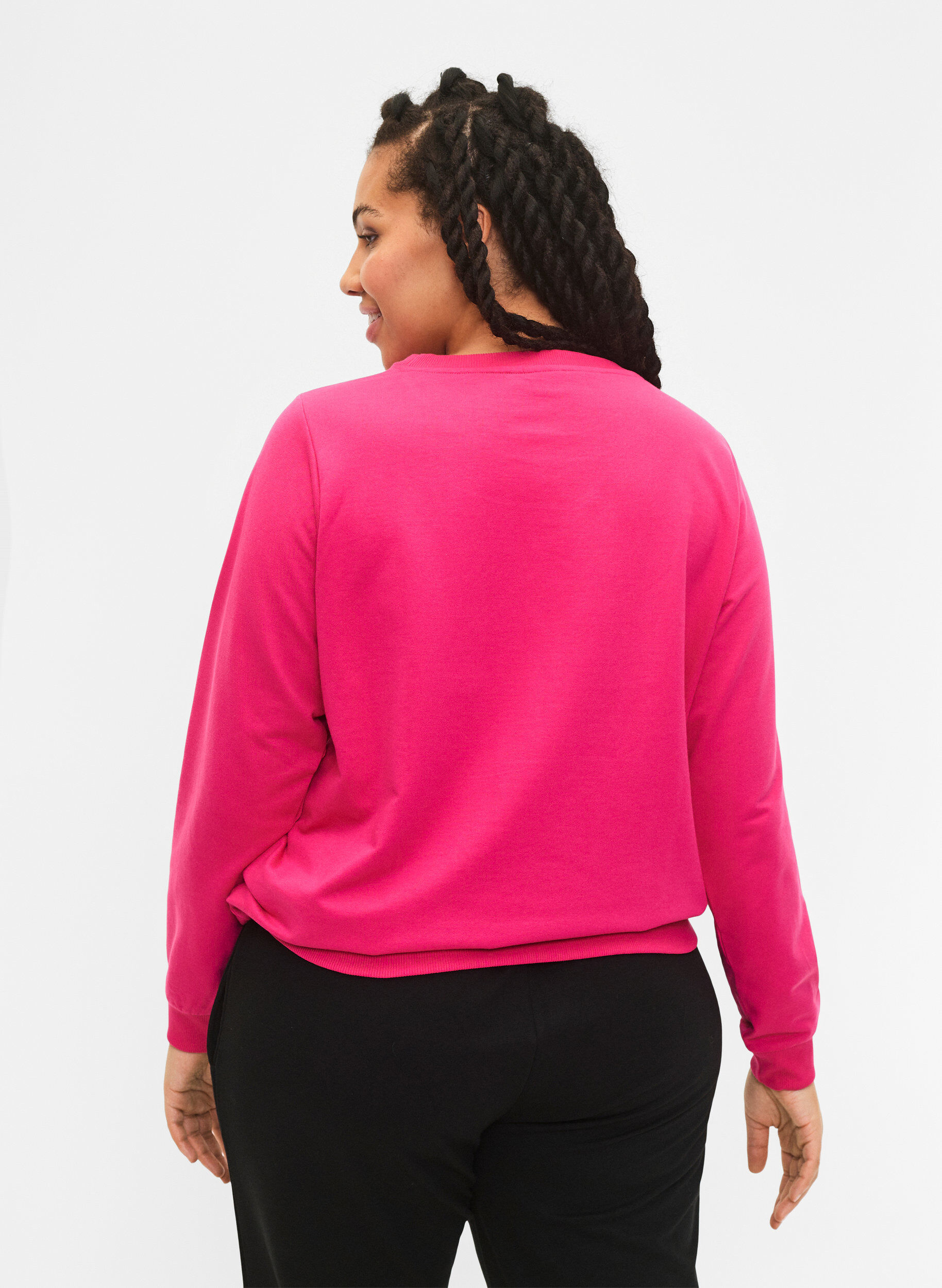 Zizzi Bluza z tekstem, Fuchsia P. W. Reset, Model image number 1