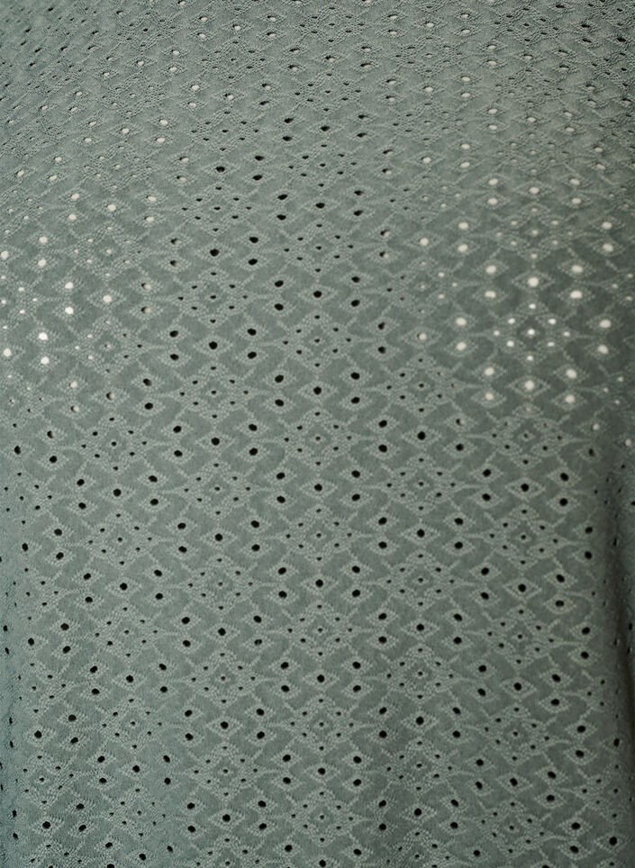 Bluzka z haftem angielskim i bufiastymi rekawami, Zielony, Packshot image number 2