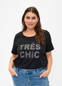 Koszulka z bawelny organicznej z cwiekami, Black W. TRÉS, Model