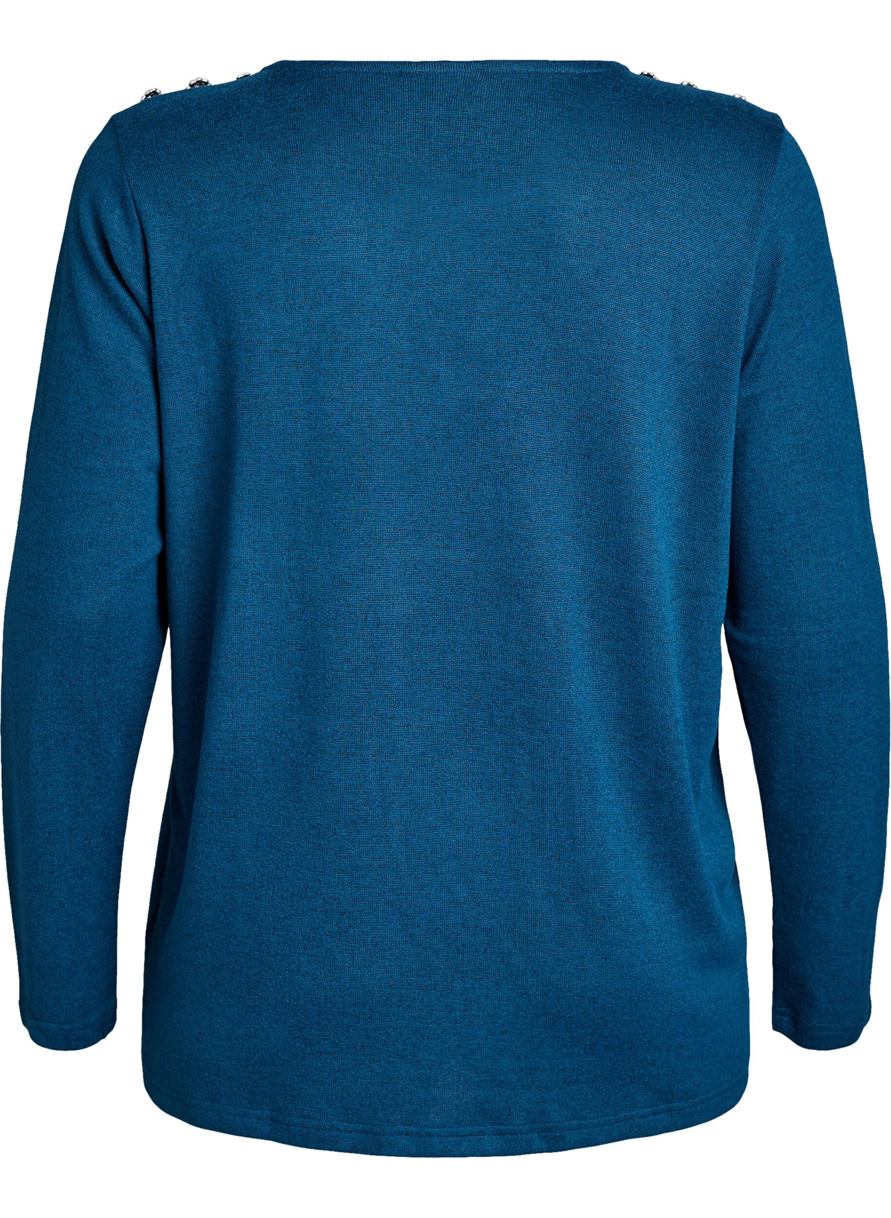 Zizzi Bluzka z ozdobnymi guzikami, Niebieskie, Packshot image number 1