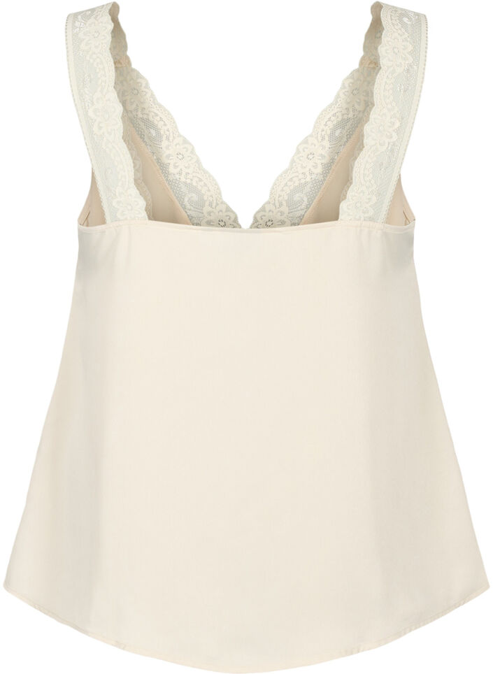 FLASH - Top z dekoltem w serek i koronkowym obszyciem, Fog, Packshot image number 1