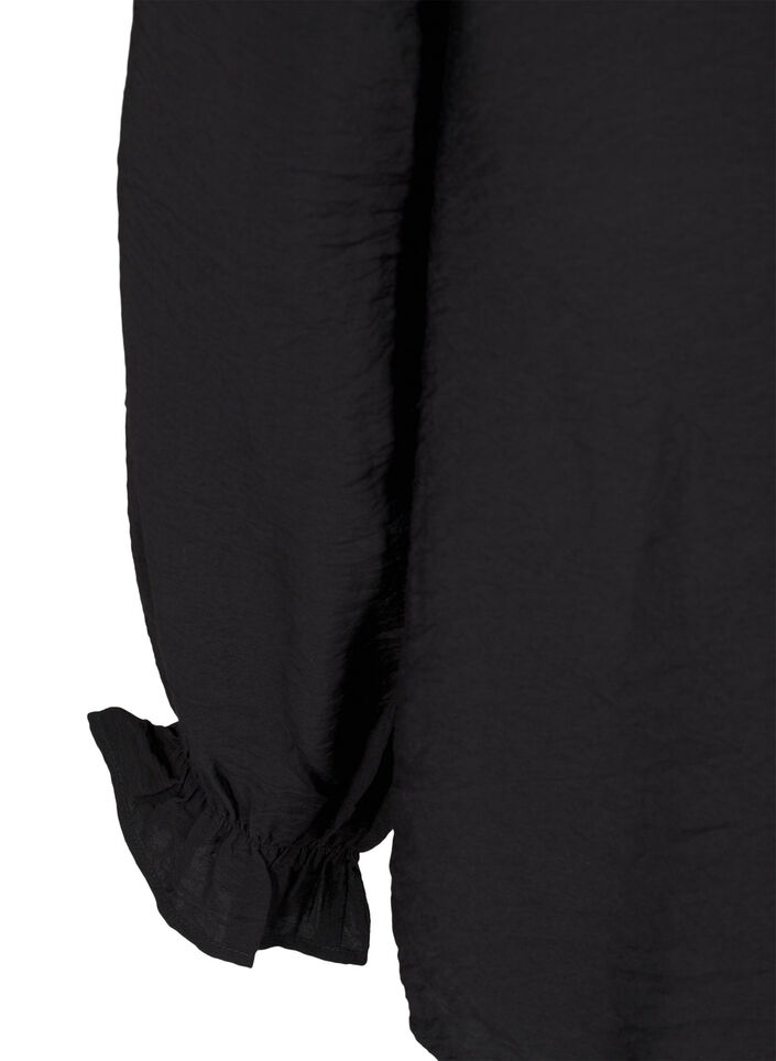 Bluzka z dlugimi rekawami i dekoltem w szpic, Black, Packshot image number 3