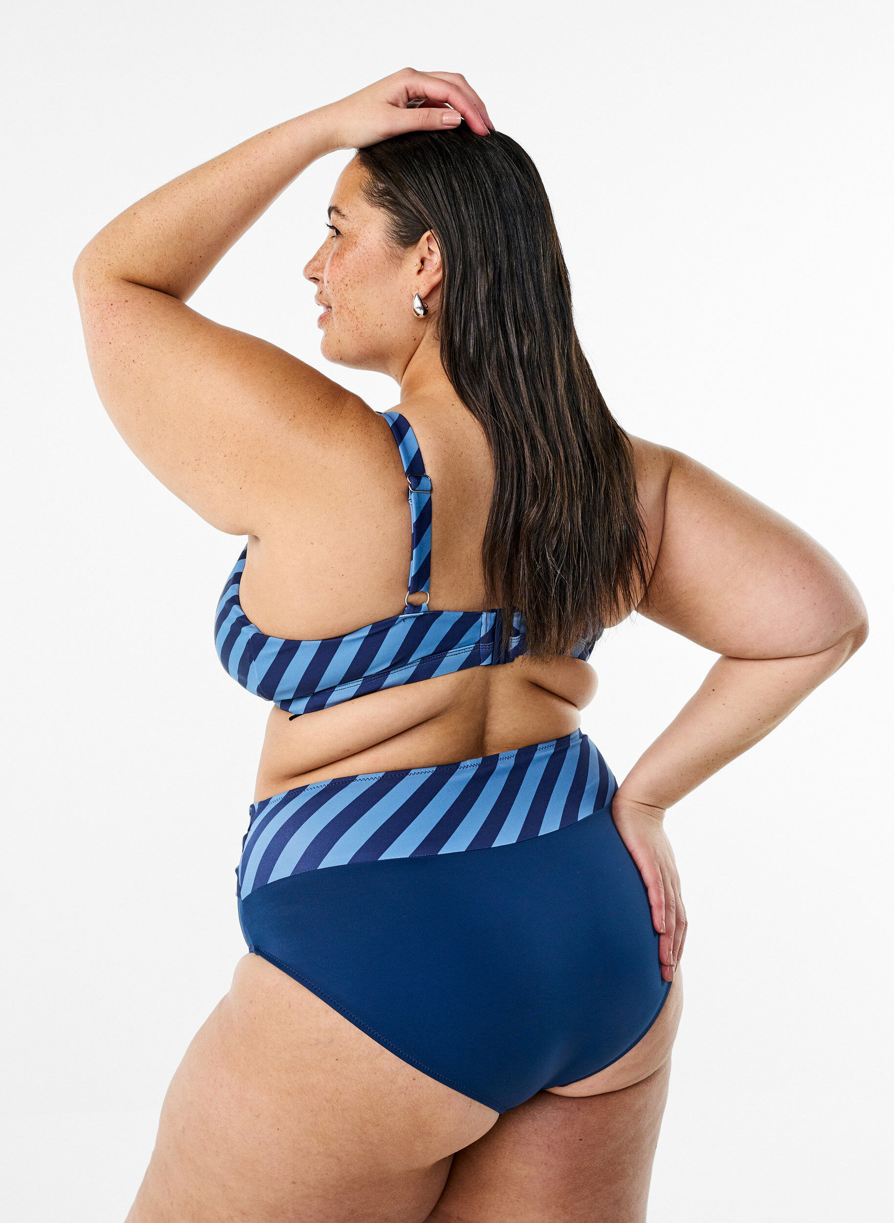 ZizziFigi damskie od bikini z detalem kopertowym, Niebieskie, Model image number 2