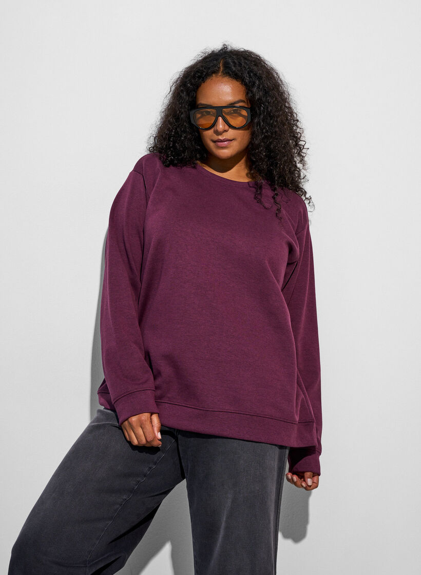 Bluza z okraglym dekoltem, Czerwony, Model image number 0