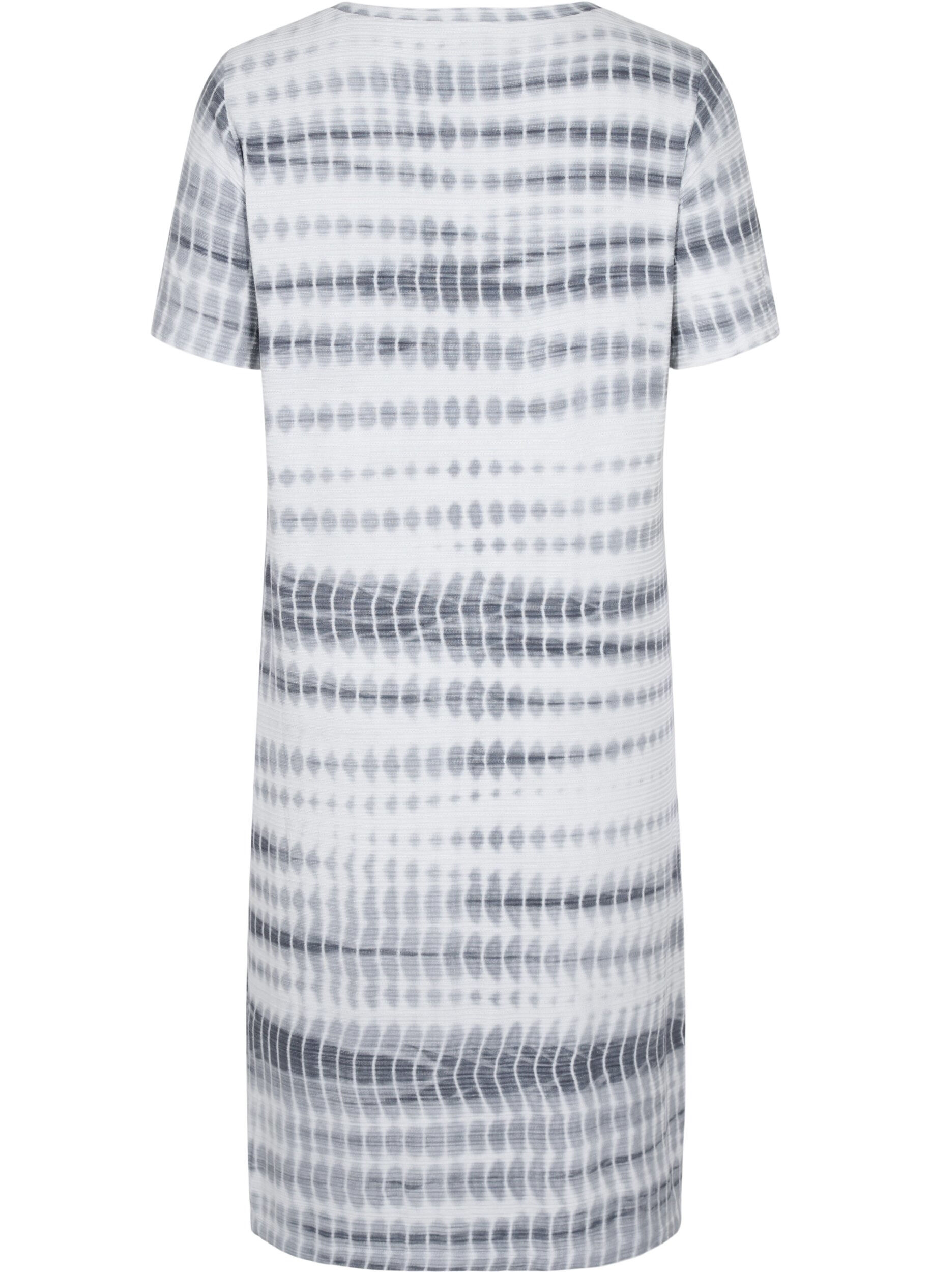 Zizzi Short-sleeved viscose dress with tie-dye print, White, Black Tie Dye, Packshot image number 1