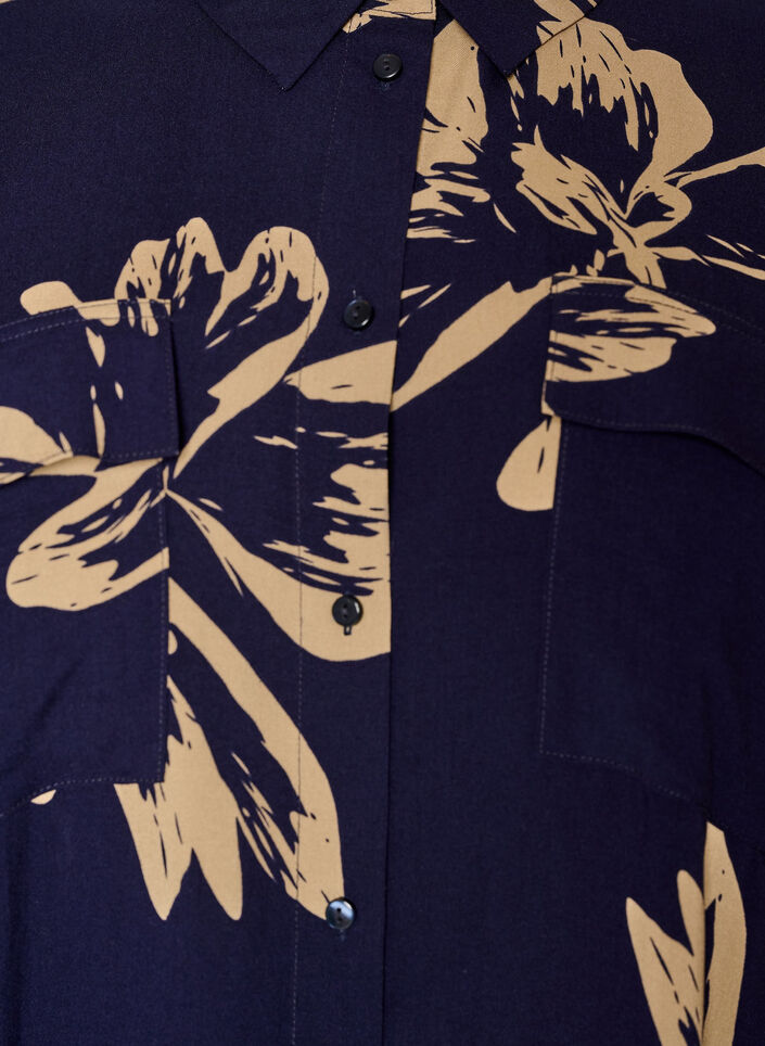 Dluga koszulowa sukienka z kr&oacute;tkim rekawem, Niebieskie, Packshot image number 2