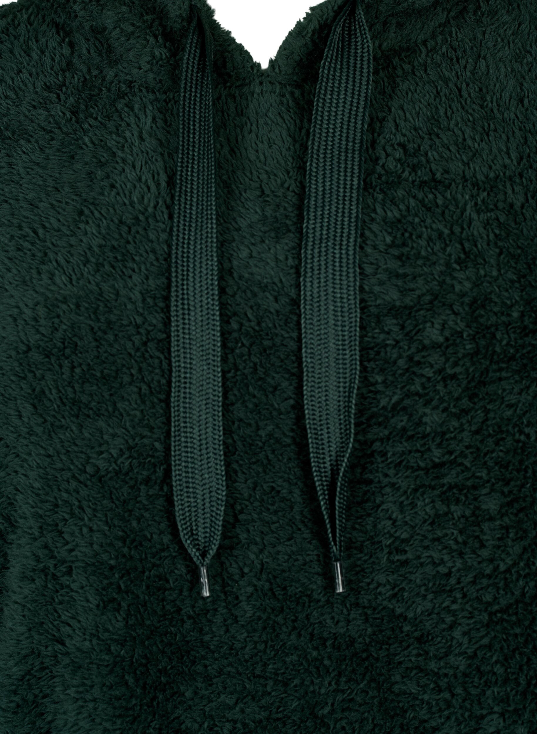 Zizzi Pluszowa sukienka z kapturem, Scarab, Packshot image number 2