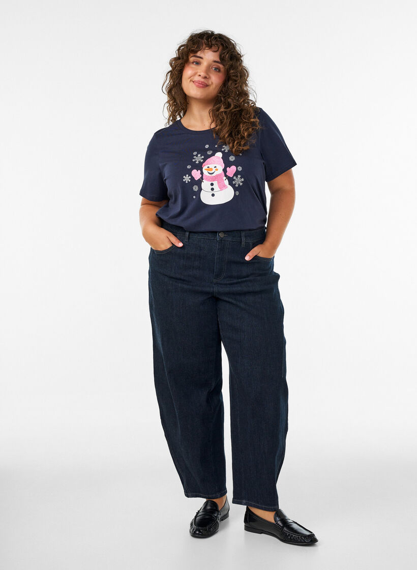 Koszulka swiateczna z bawelny organicznej, Niebieskie, Model image number 1
