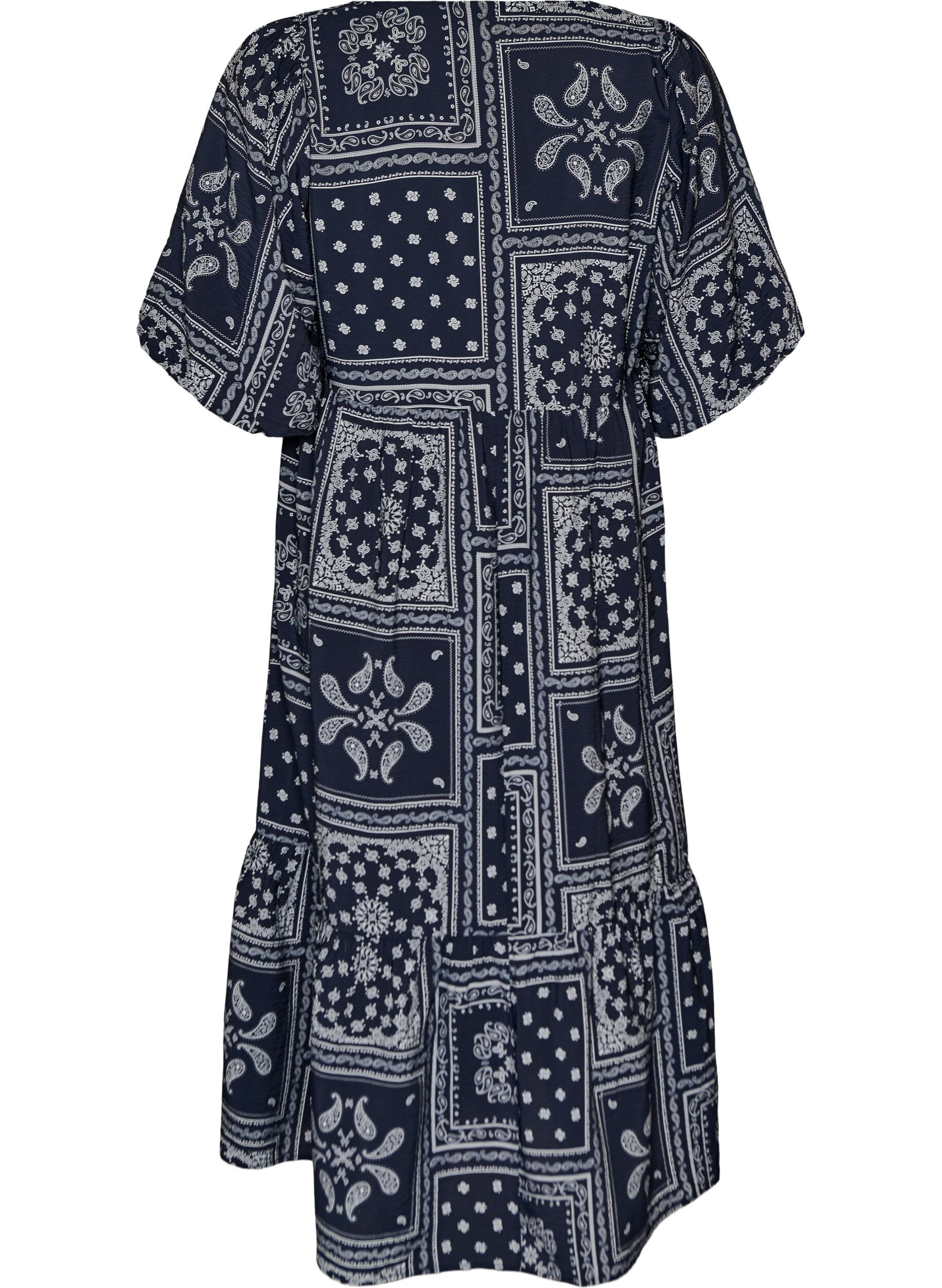 ZizziSukienka siegajaca kostek z wiskozy z nadrukiem paisley i kr&oacute;tkimi rekawami, Niebieskie, Packshot image number 1