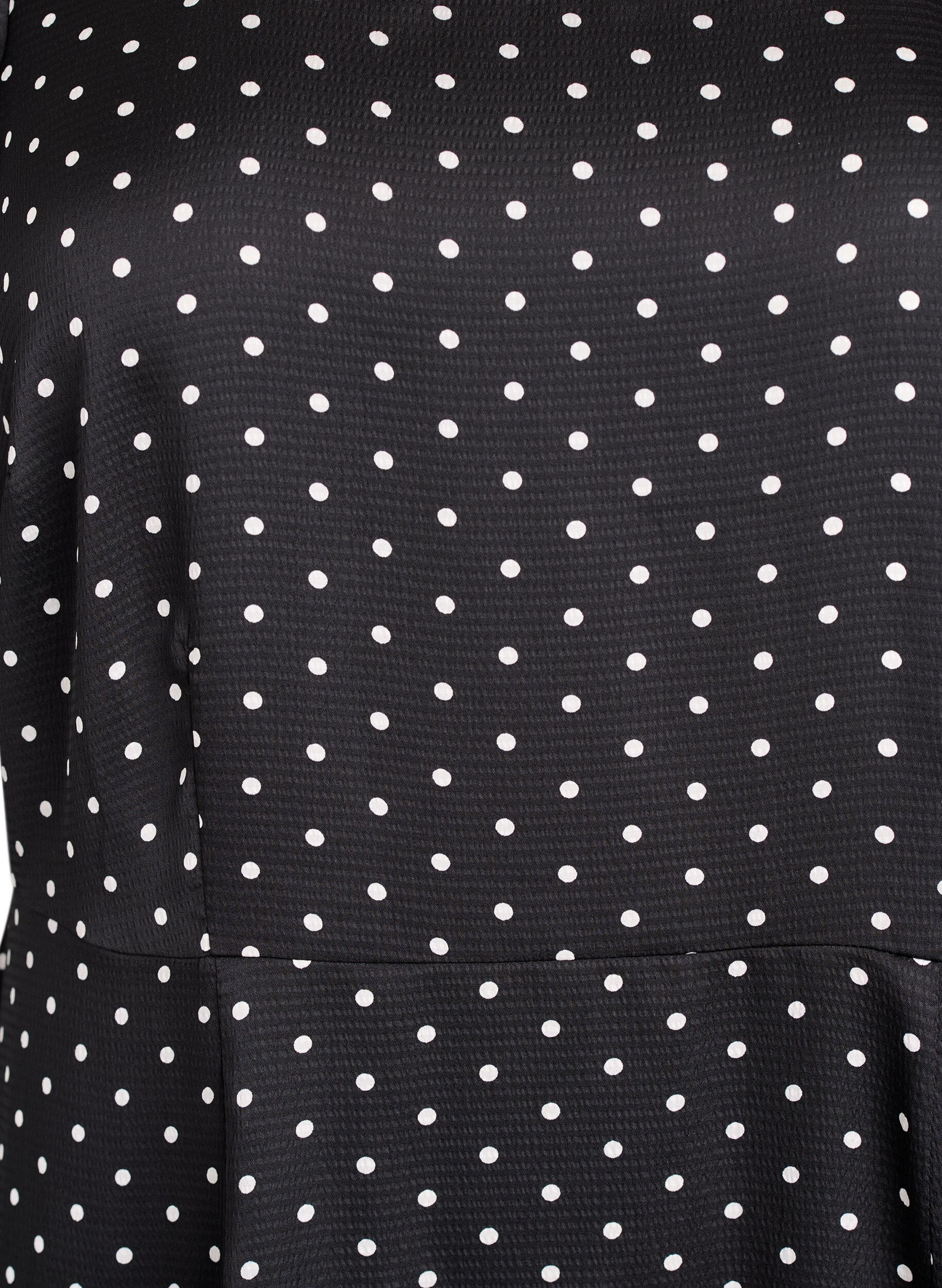 ZizziSukienka midi Polka dot w kolorze ecru z kwadratowym dekoltem, Czarne, Packshot image number 2