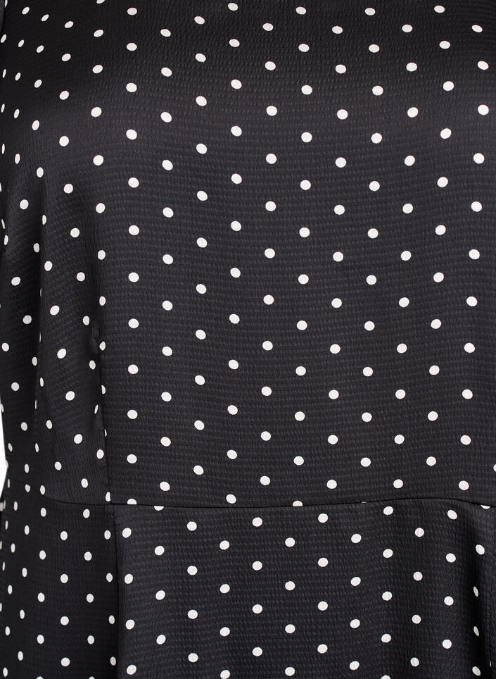 Sukienka midi Polka dot w kolorze ecru z kwadratowym dekoltem, Czarne, Packshot image number 2