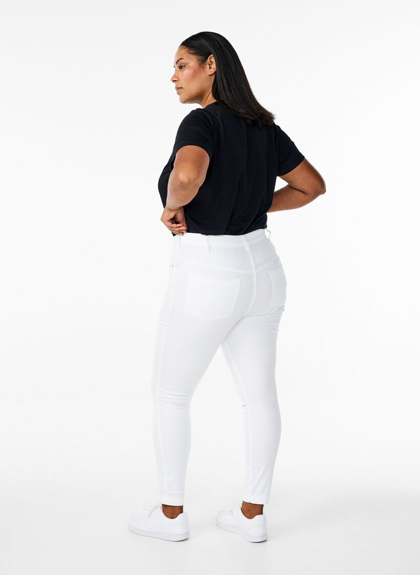 Super waskie jeansy Amy z wysokim stanem, White, Model image number 1