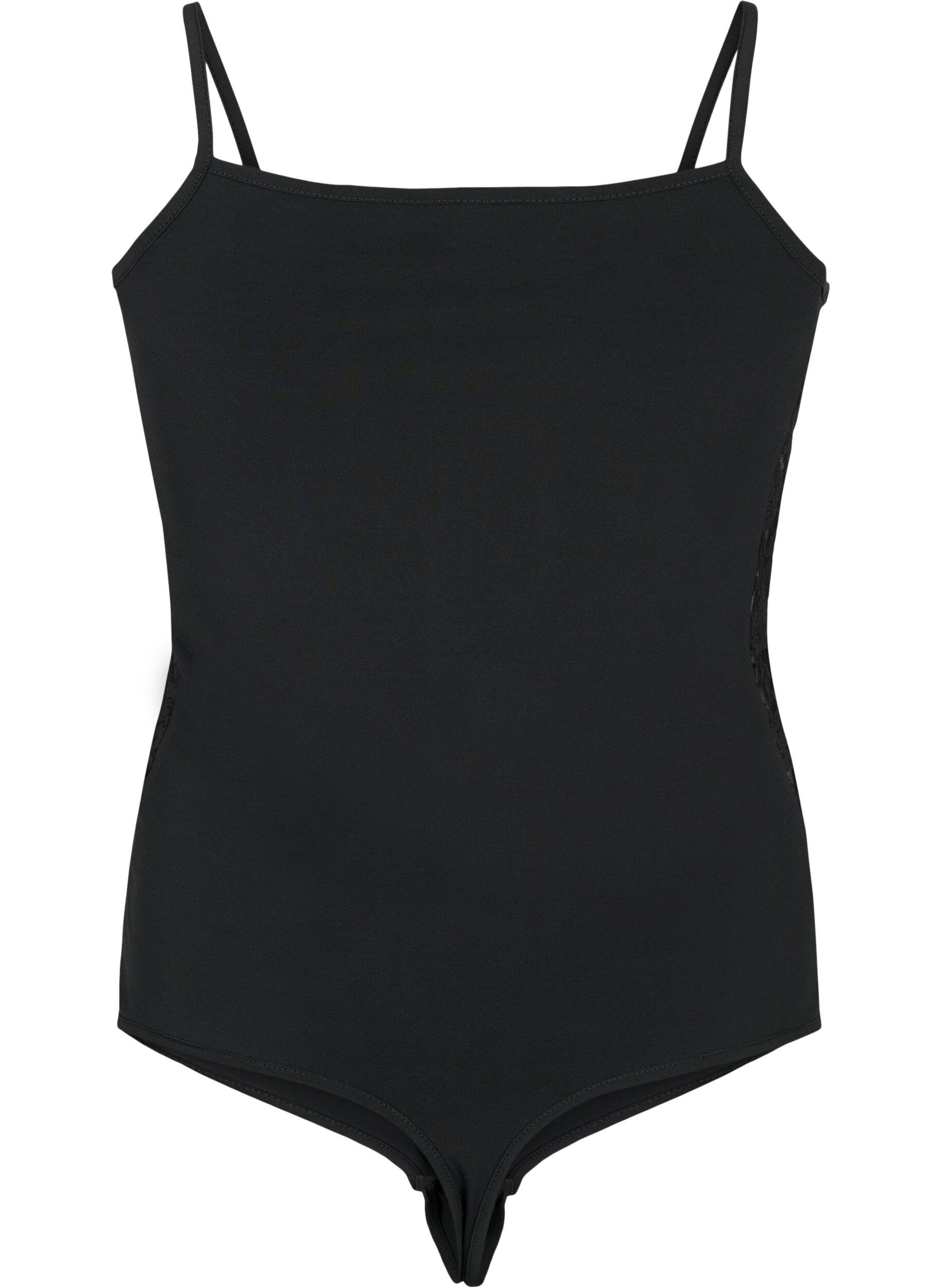 Zizzi Bodystocking z koronka i waskimi ramiaczkami, Black, Packshot image number 1