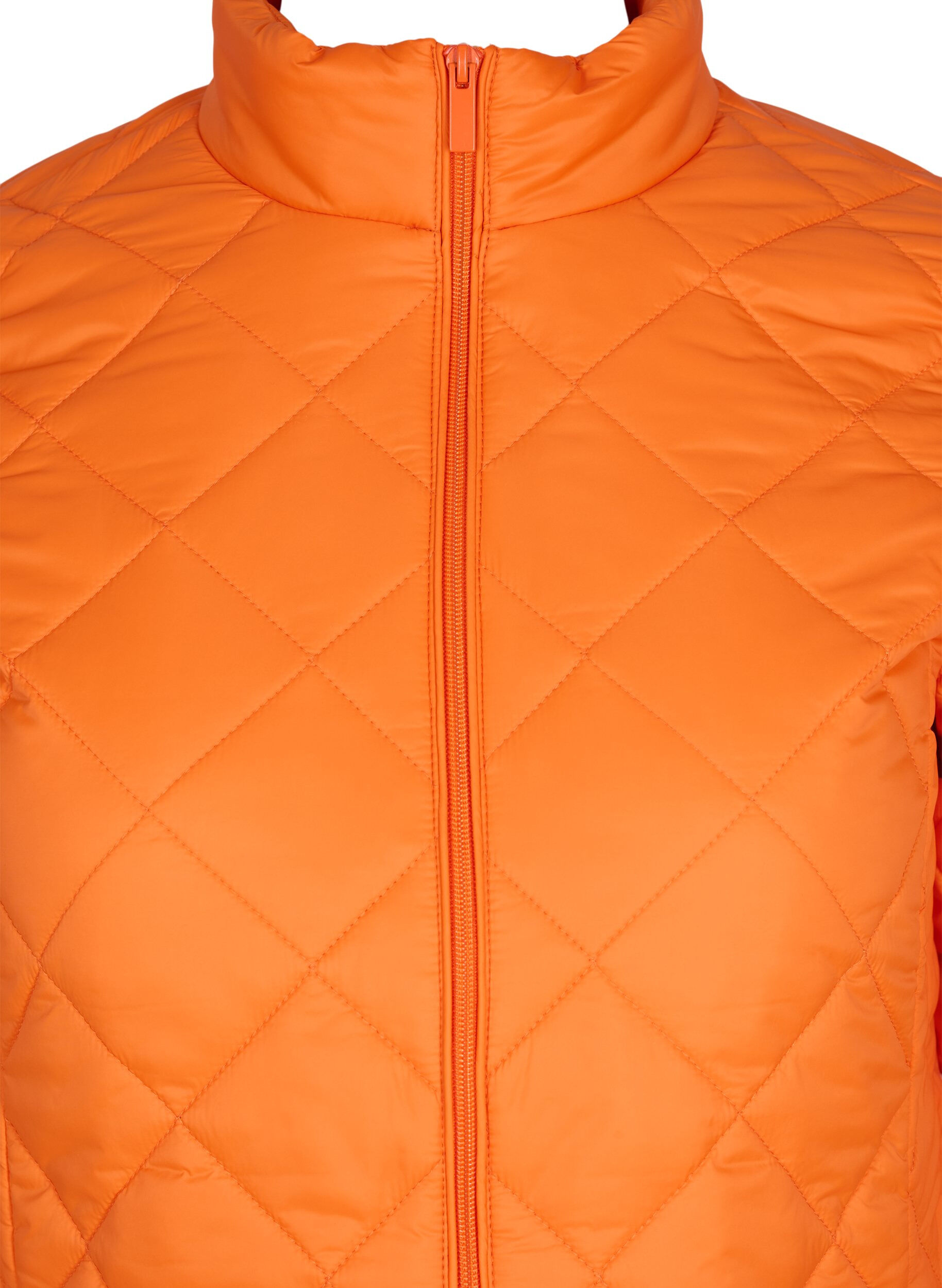 Zizzi Lightweight quilted jacket with zip and pockets, Mandarin Orange, Packshot image number 2