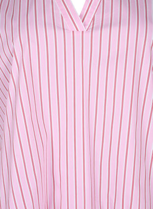 Bluzka w paski z baskinka i marszczeniami, Pink Red Stripe, Packshot image number 2