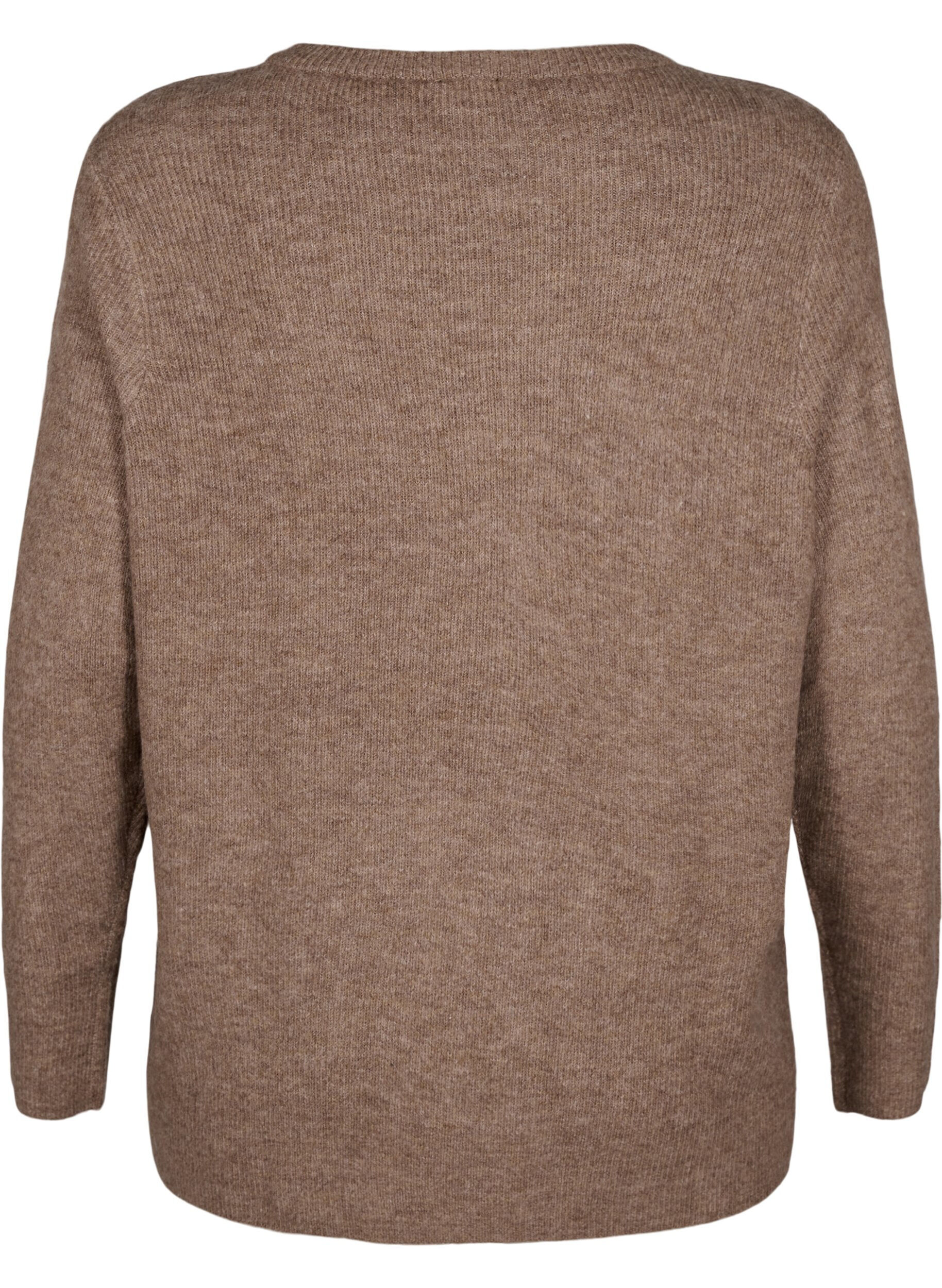 Zizzi Melanzowy sweter z okraglym dekoltem, Caribou Mel., Packshot image number 1