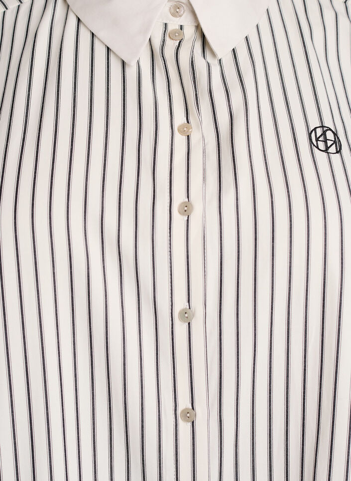 Luzna koszula w paski z szerokimi mankietami, Biały, Packshot image number 2