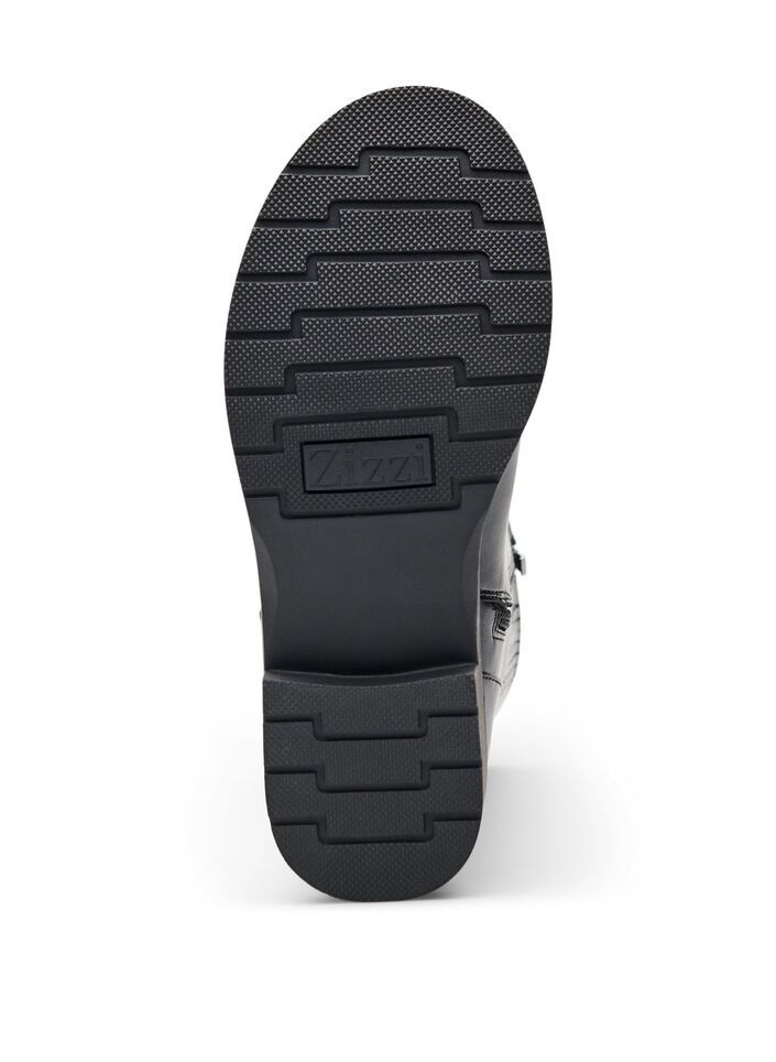 Wysokie buty sk&oacute;rzane z ozdobnymi klamrami, Czarne, Packshot image number 4