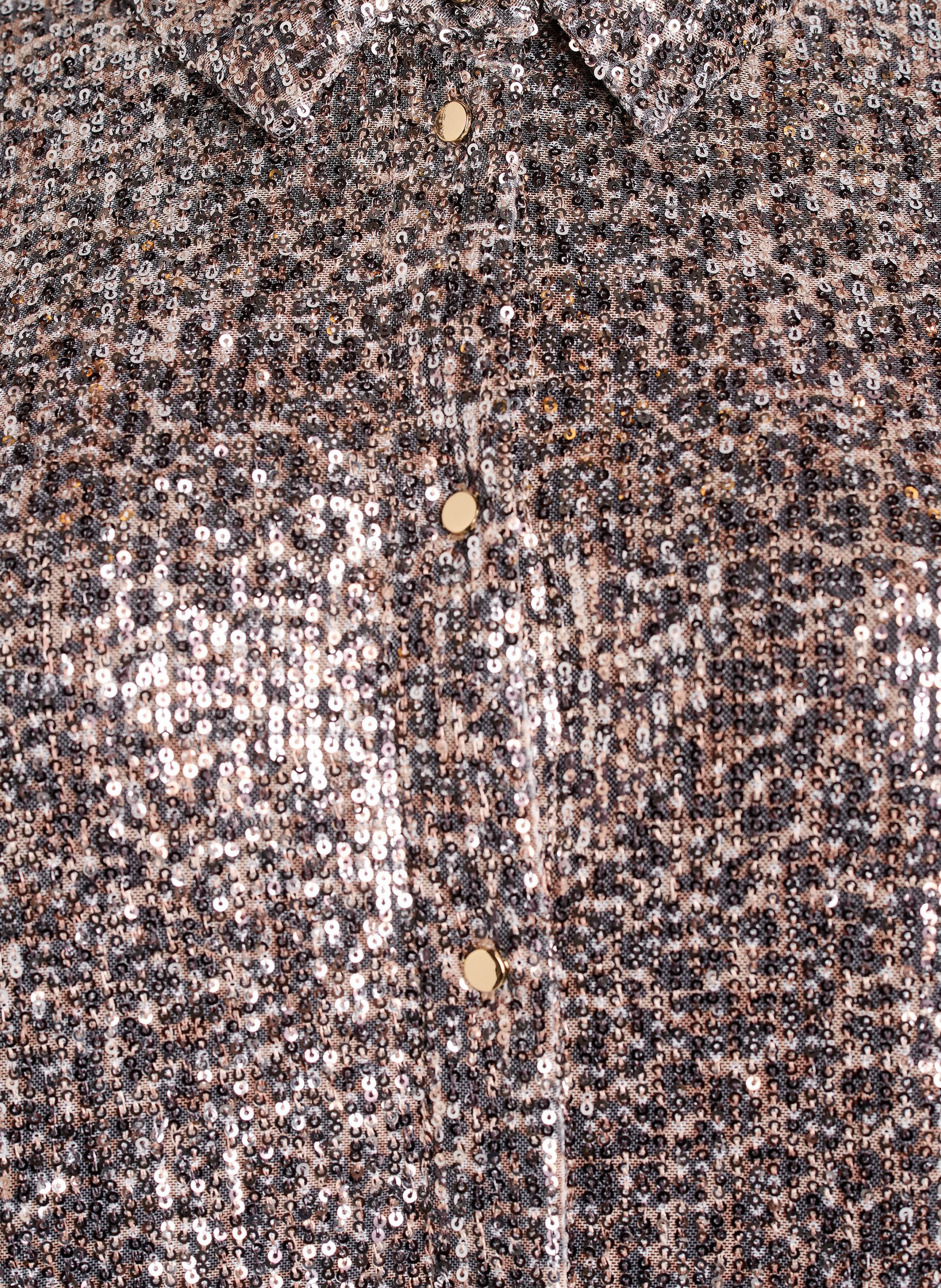 Zizzi Koszula z cekinami z dlugim rekawem, Brązowy, Packshot image number 2