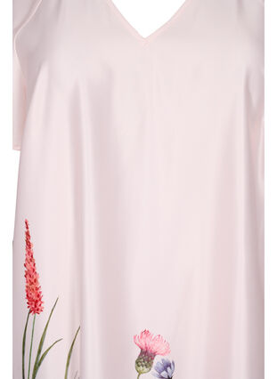 Sukienka midi z nadrukiem w kwiaty i krótkimi rekawami, White Sand, Packshot image number 2
