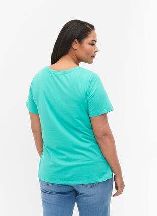 Podstawowa, gladka bawelniana koszulka, Aqua Green, Model image number 1
