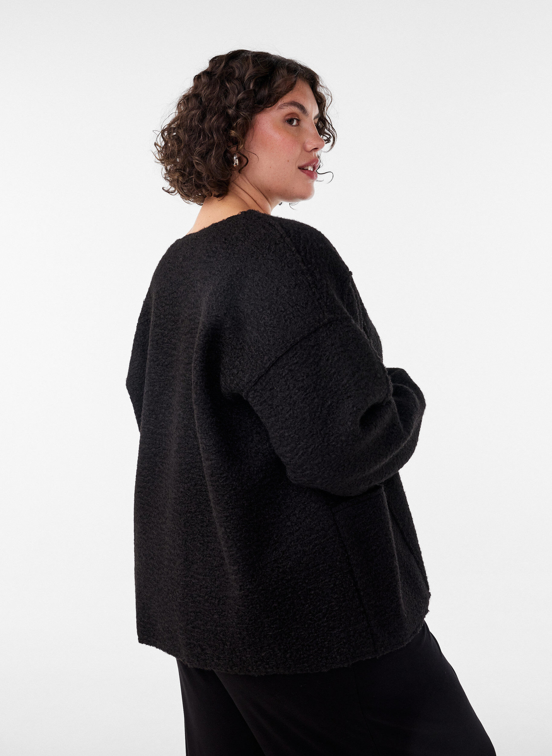 ZizziLuzny kardigan z kieszeniami, Czarne, Model image number 2