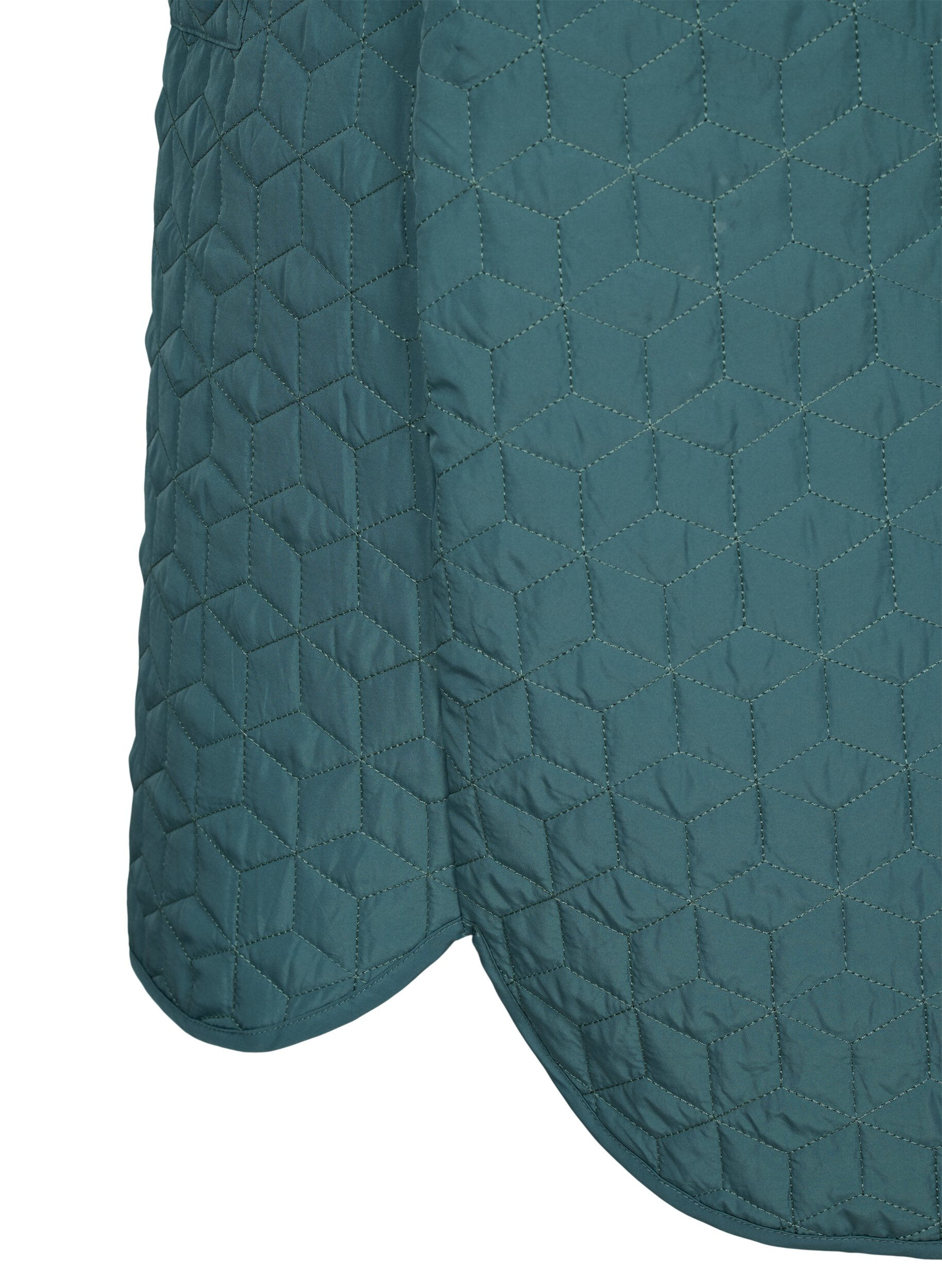 Zizzi Long quilted vest with collar and frills, Sagebrush Green, Packshot image number 3