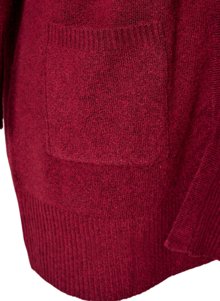 Dzianinowy kardigan w prazki z kieszeniami, Czerwony, Packshot image number 3