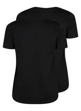 2-pack koszulka z dekoltem w szpic, Black / Black, Packshot image number 1