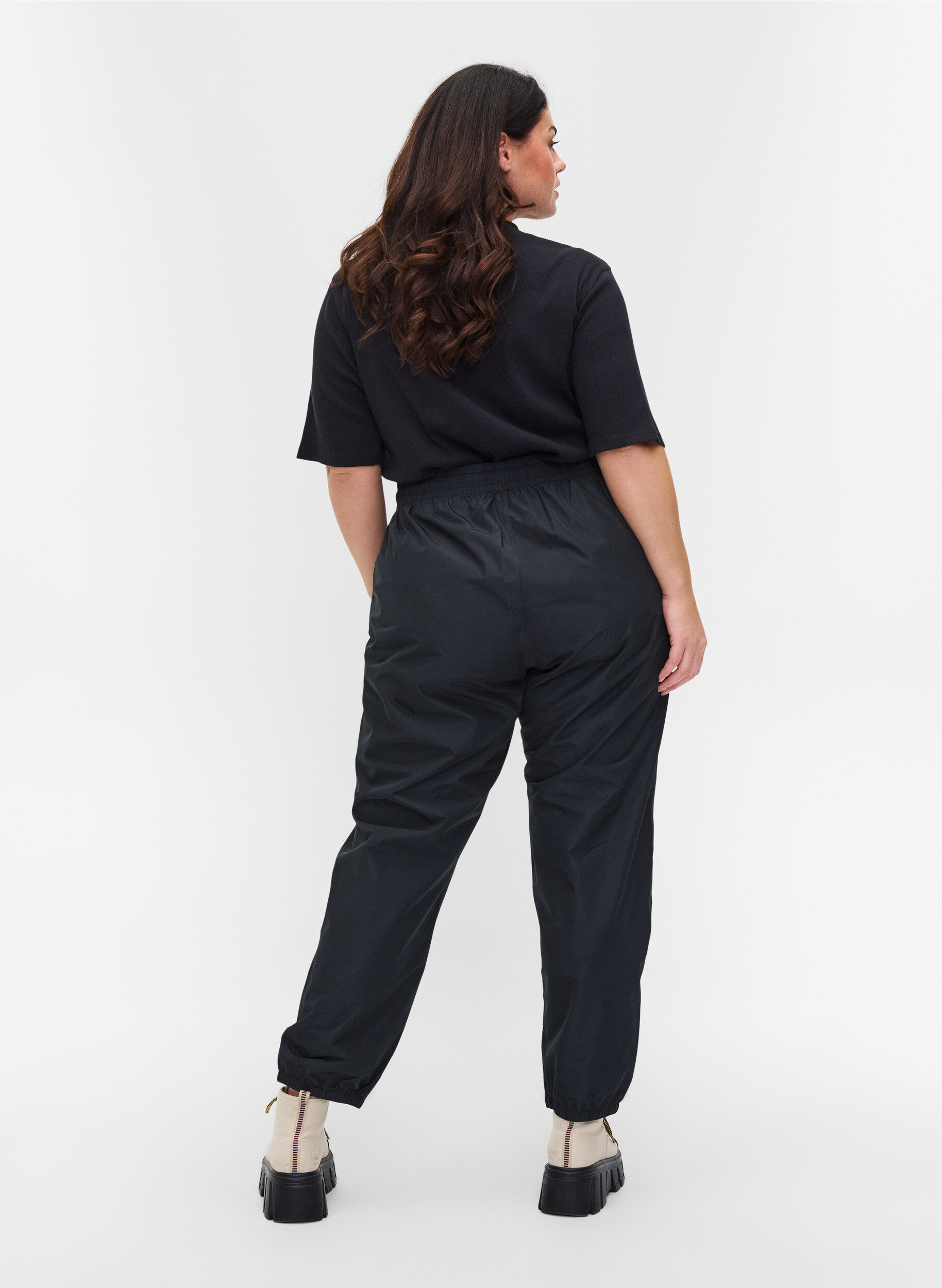 Zizzi Rain trousers with elastic and drawstrings, Black, Model image number 1