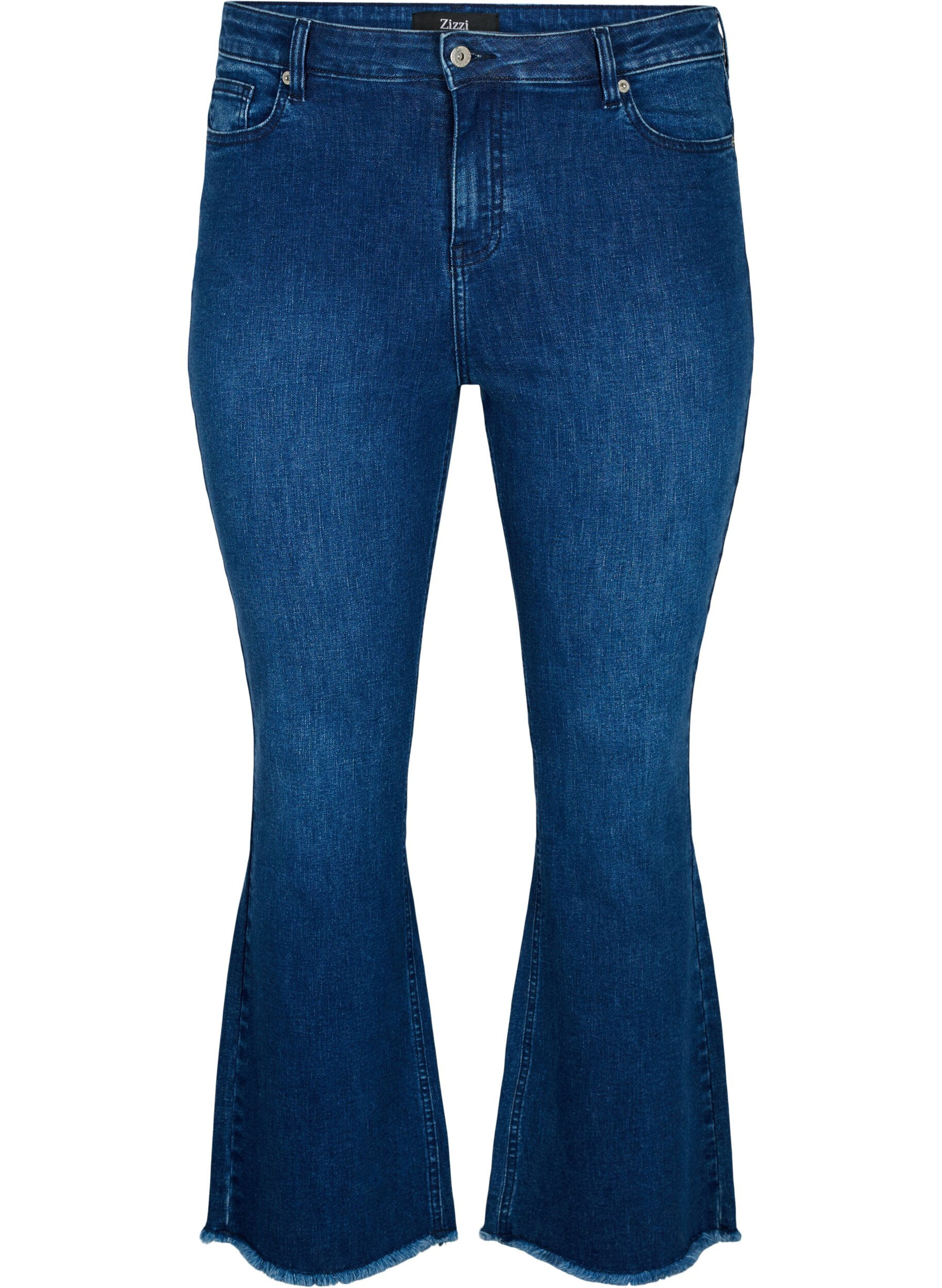 Zizzi Jeansy Ellen typu bootcut z niewykonczonym brzegiem, Blue denim, Packshot image number 0