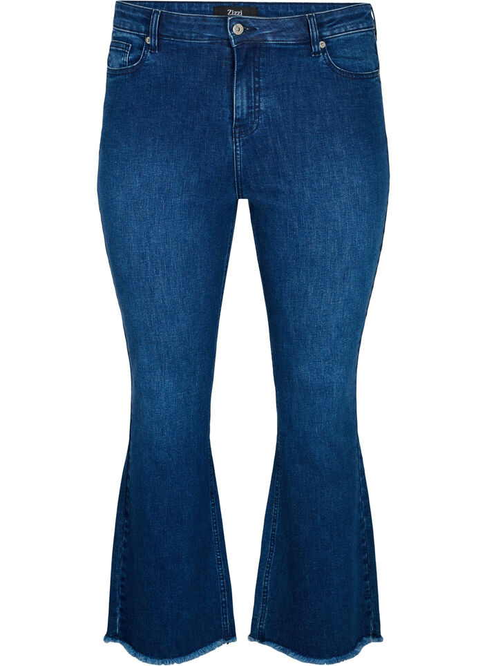 Jeansy Ellen typu bootcut z niewykonczonym brzegiem, Blue denim, Packshot image number 0