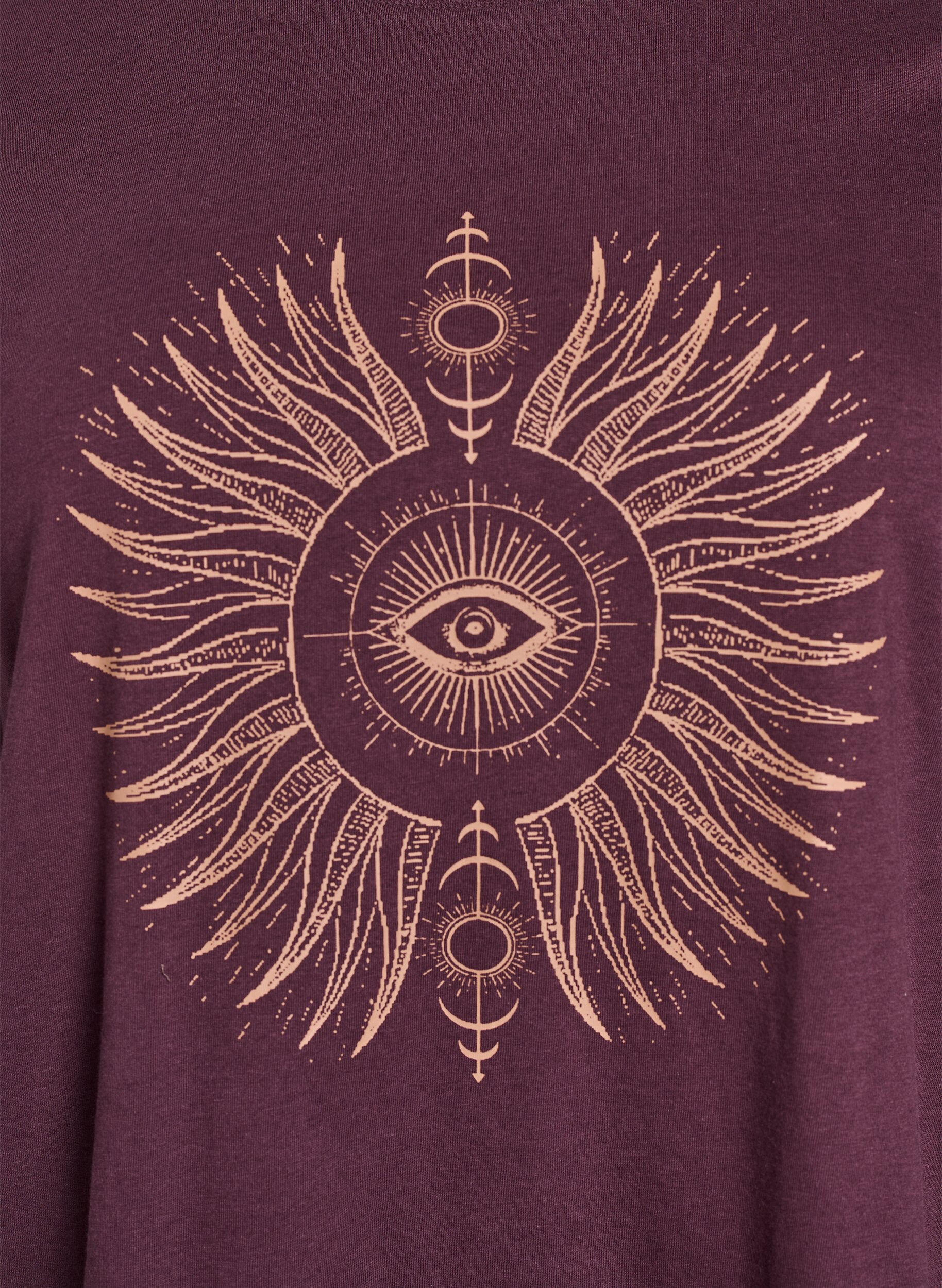 Zizzi Koszulka bawelniana z nadrukiem z przodu, Ciemnobordowy, Packshot image number 2