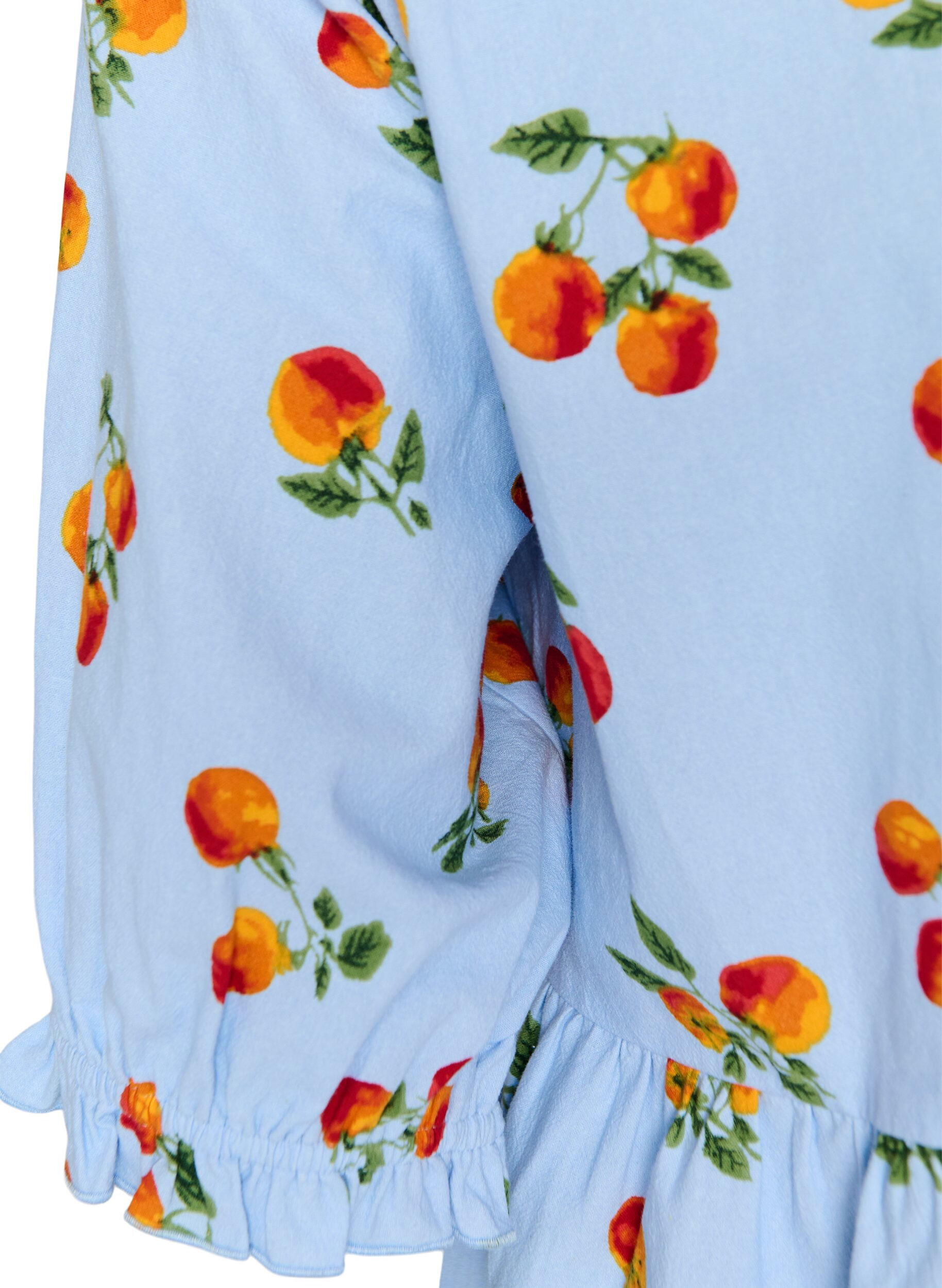 ZizziBluzka bawelniana z nadrukiem pomidor&oacute;w i peplum, Niebieskie, Packshot image number 3